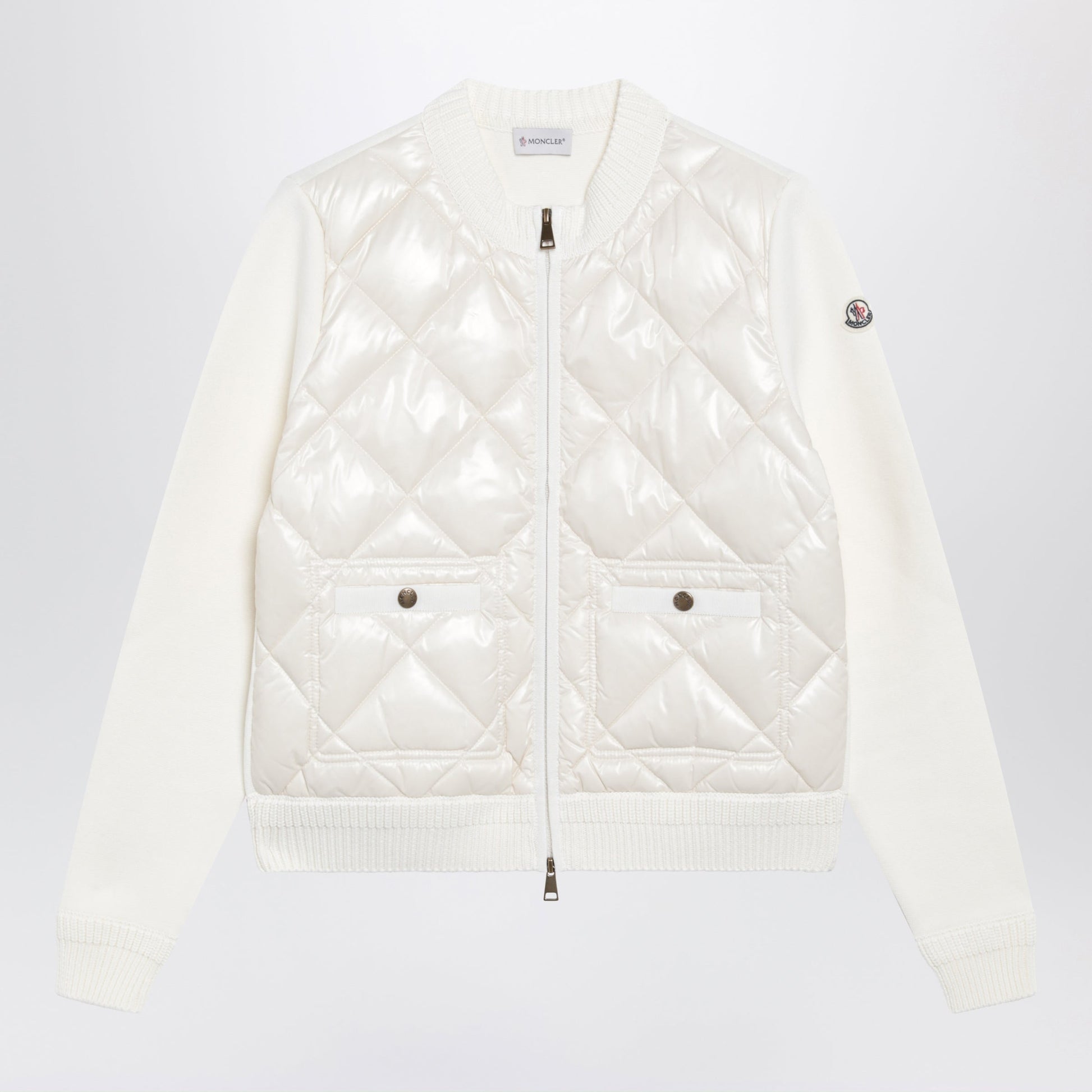Moncler White Padded Zip-Up Sweatshirt Women MONCLER