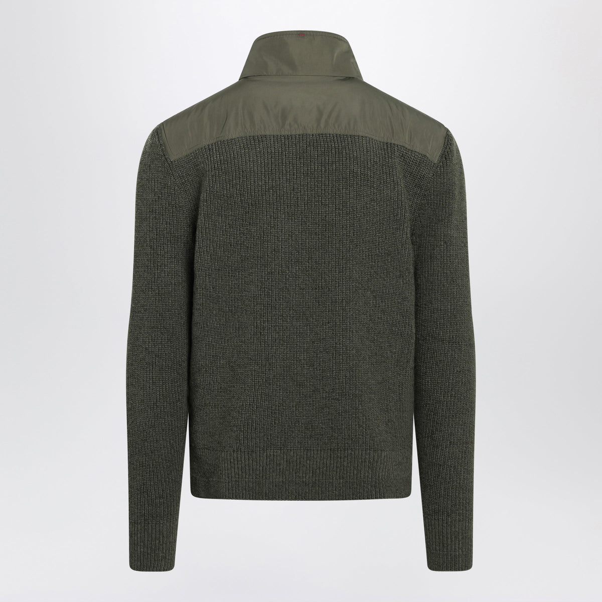 Moncler Grenoble Olive Green Cardigan In Wool With Polyester Inserts Men MONCLER GRENOBLE