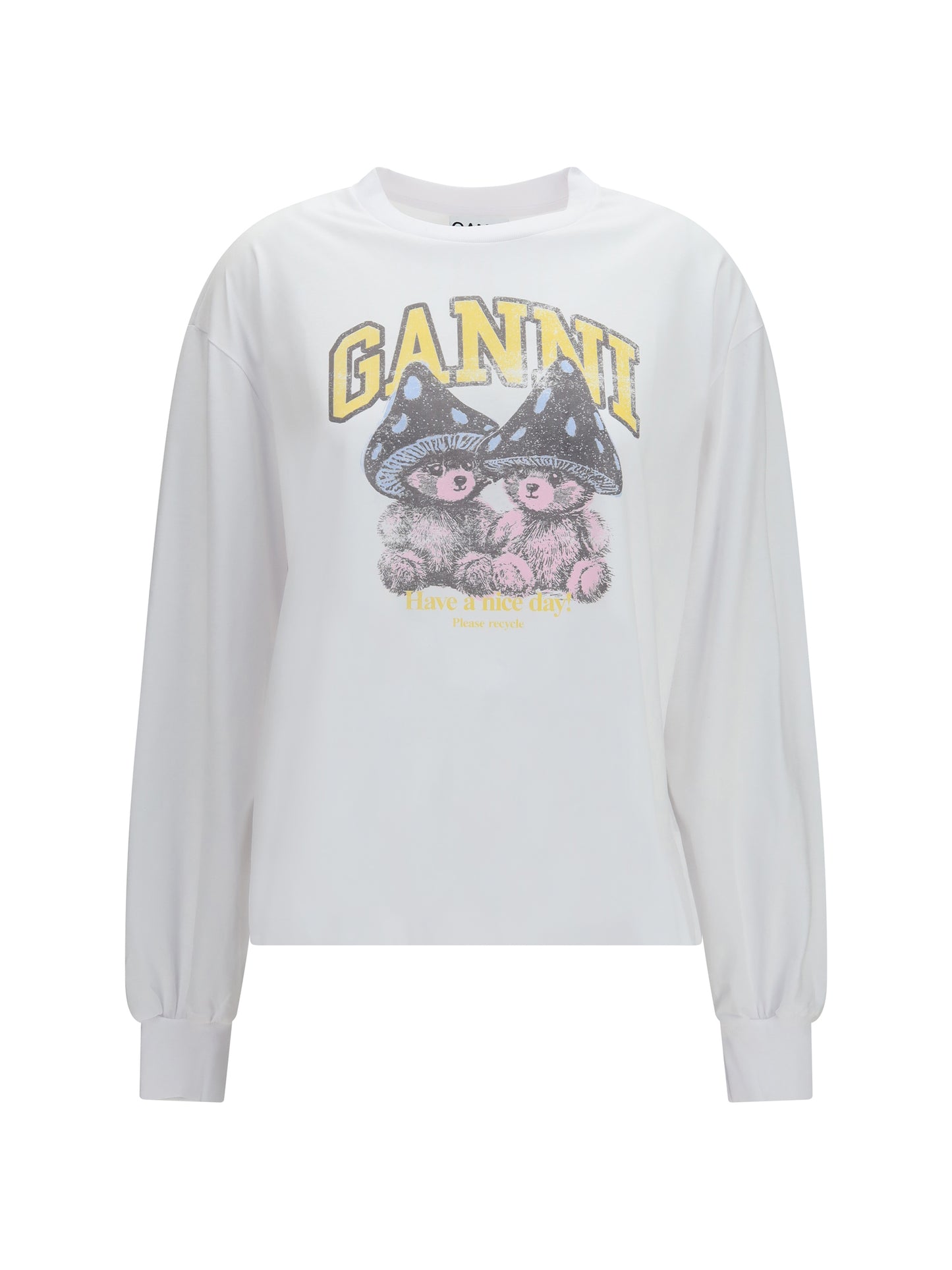 Ganni Women Teddy Mushroom Long-Sleeve Cotton T-Shirt GANNI