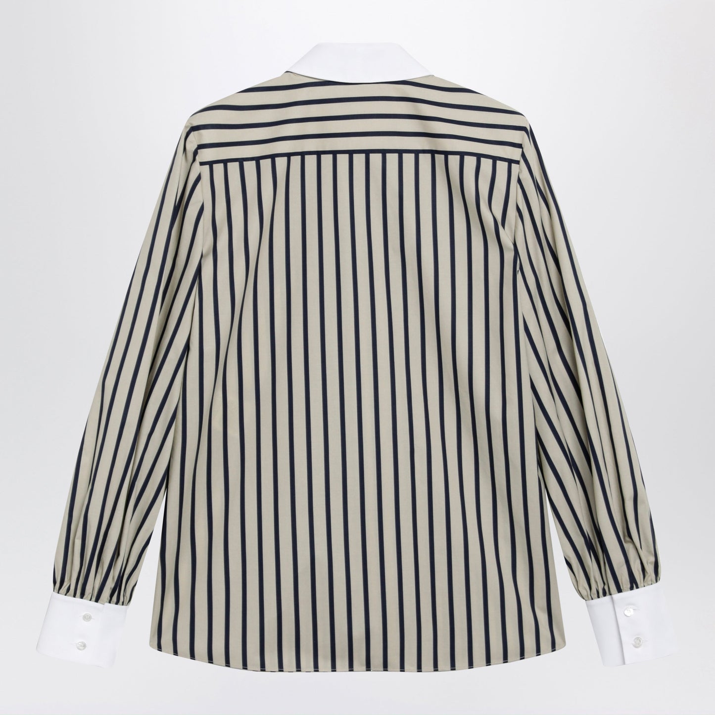 Valentino Striped Cotton Shirt With Scarf In Beige And Blue Women VALENTINO
