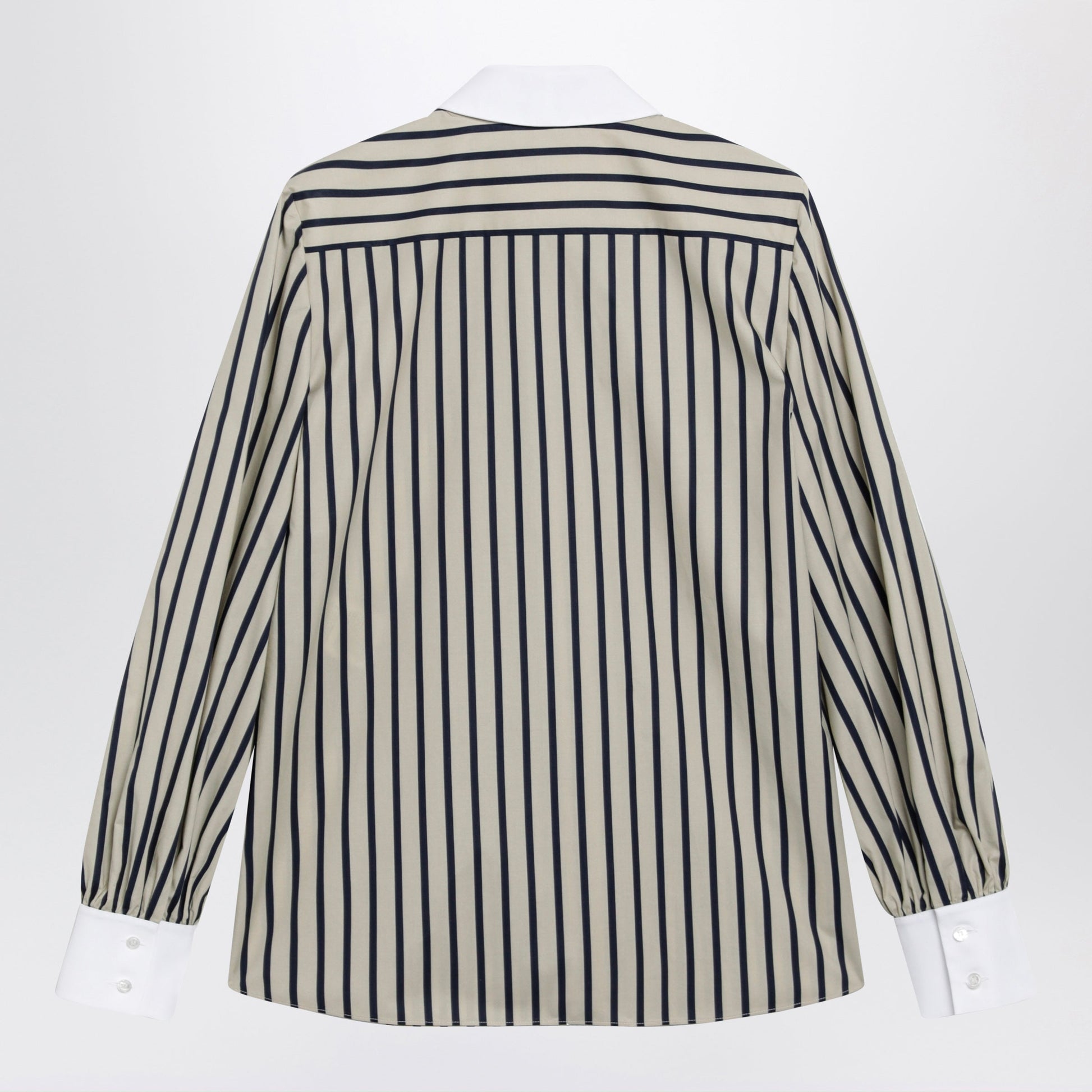 Valentino Striped Cotton Shirt With Scarf In Beige And Blue Women VALENTINO