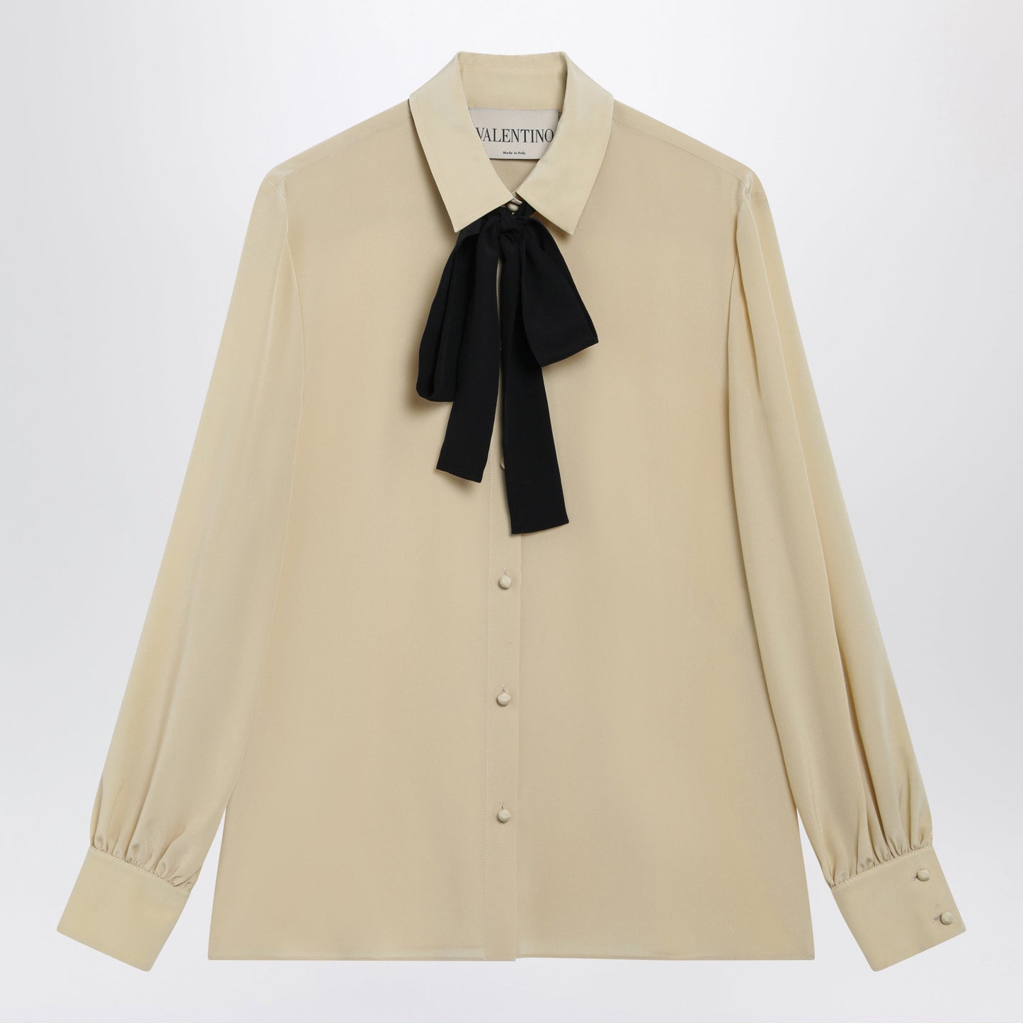 Valentino Light Beige Silk Bow Shirt Women VALENTINO