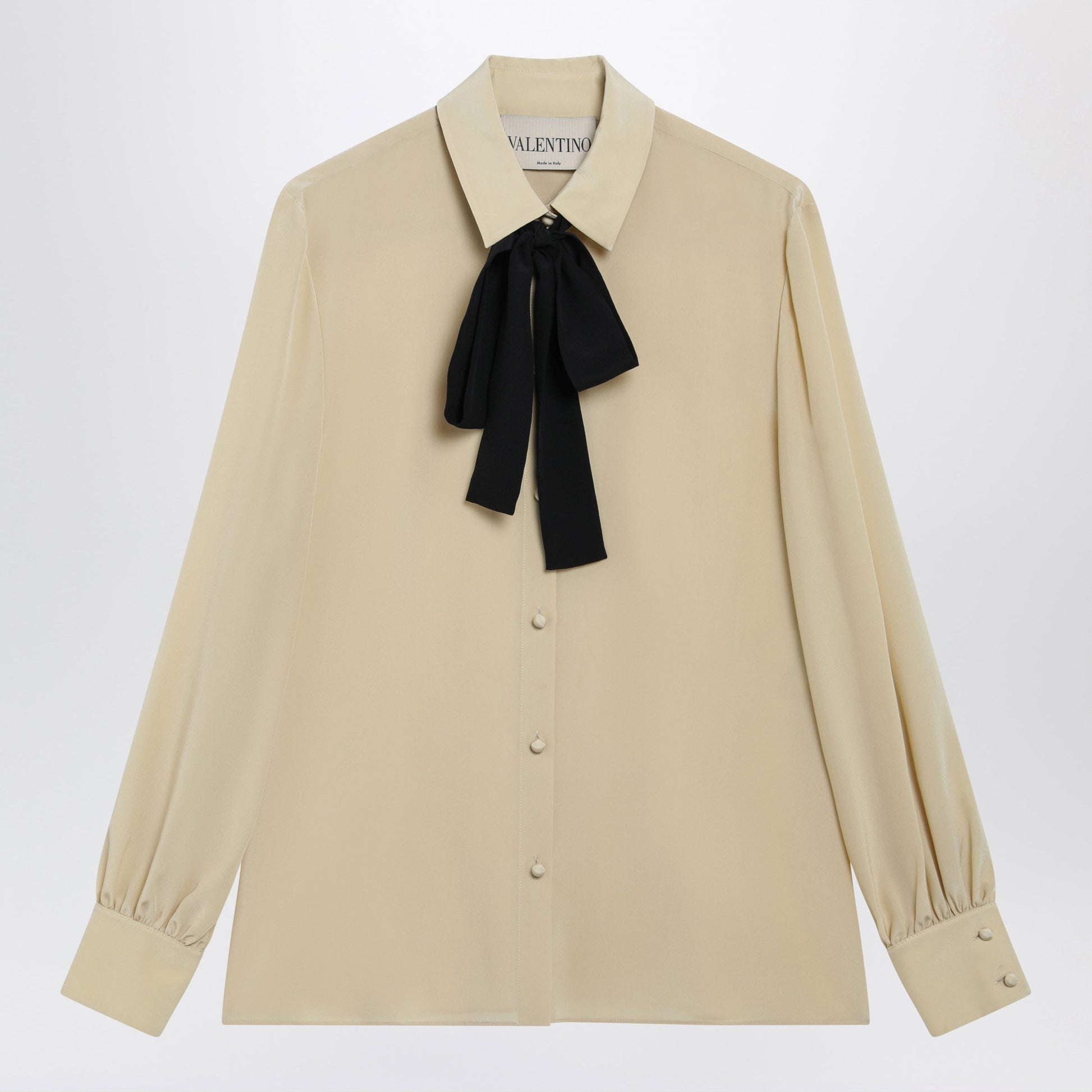 Valentino Light Beige Silk Bow Shirt Women VALENTINO