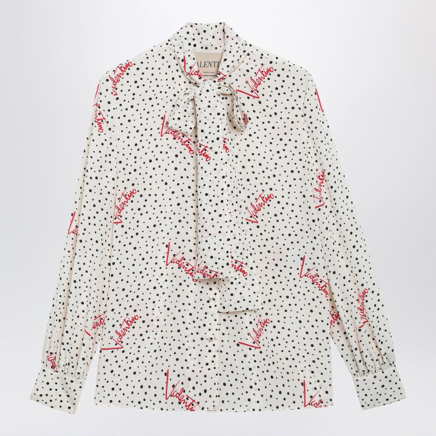 Valentino Vanilla Silk Shirt With Logo Print Women VALENTINO