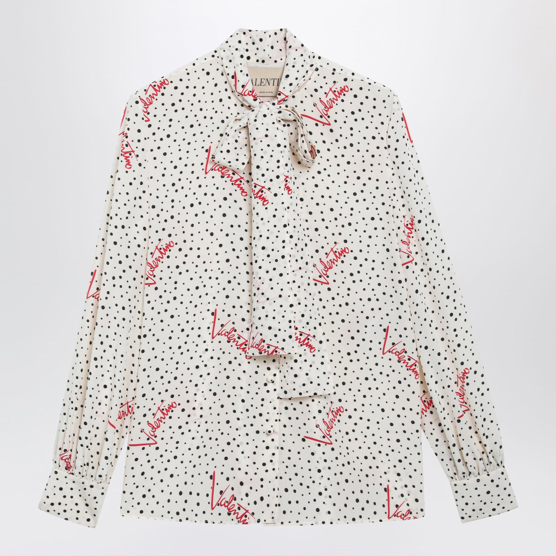 Valentino Vanilla Silk Shirt With Logo Print Women VALENTINO