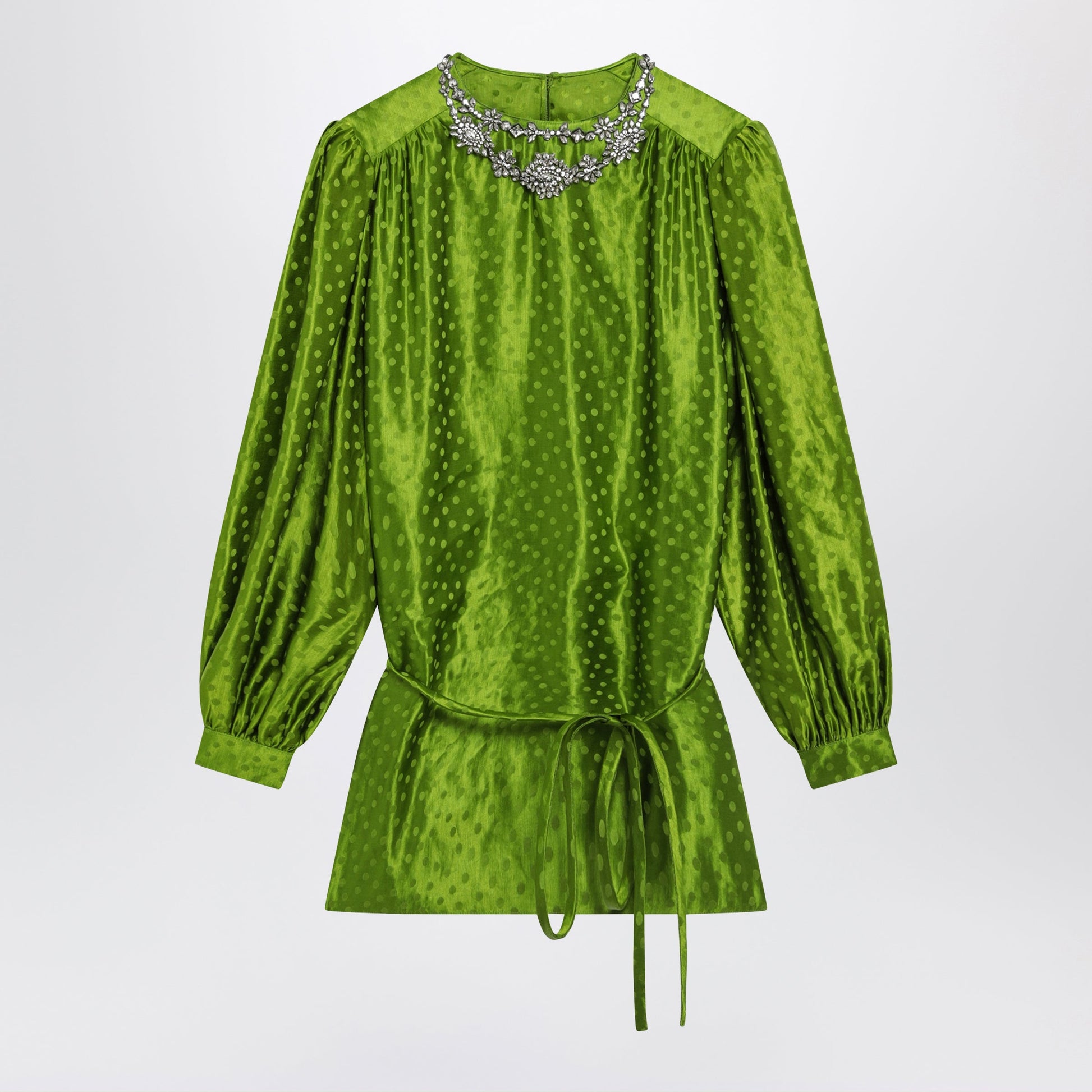 Valentino Avocado Polka-Dot Silk-Blend Jacquard Mini Dress Women VALENTINO