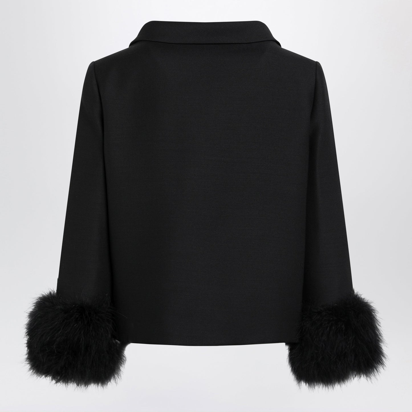 Valentino Black Jacket With A Peter Pan Collar In Virgin Wool And Silk Women VALENTINO