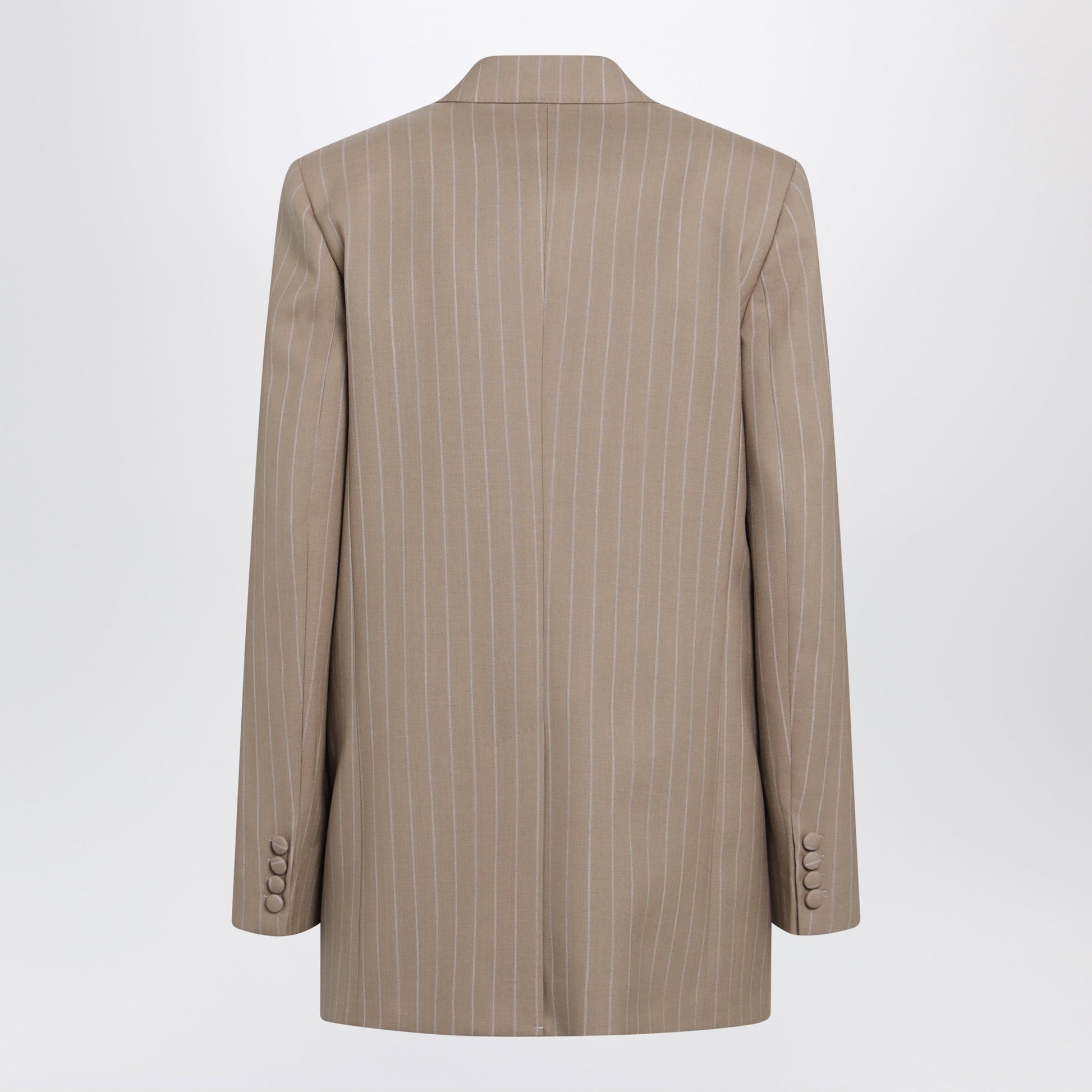 Valentino Double-Breasted Pinstripe Jacket In Mud/Ivory Virgin Wool Women VALENTINO