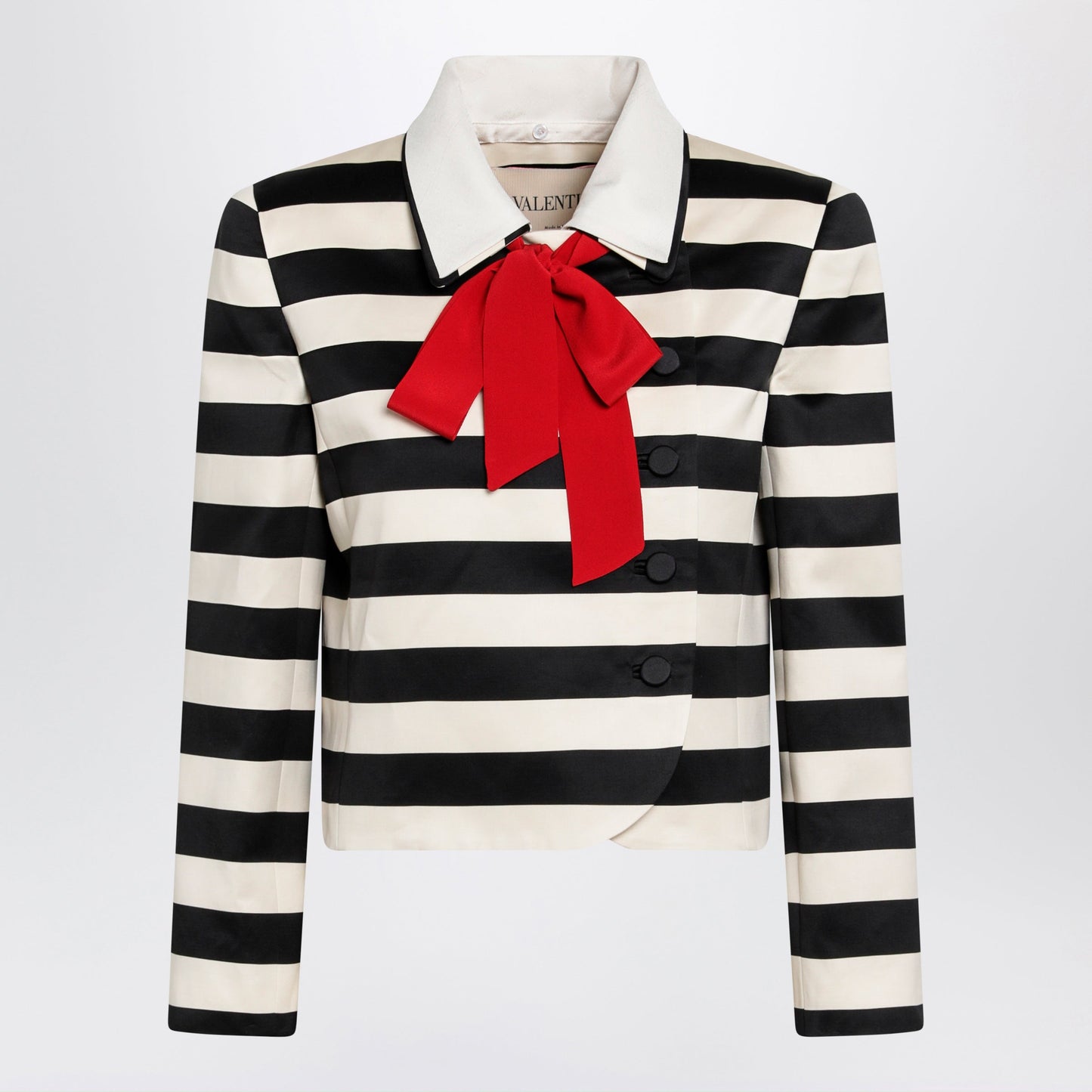 Valentino Vanilla/Black Striped Jacket With Maxi Bow Women VALENTINO