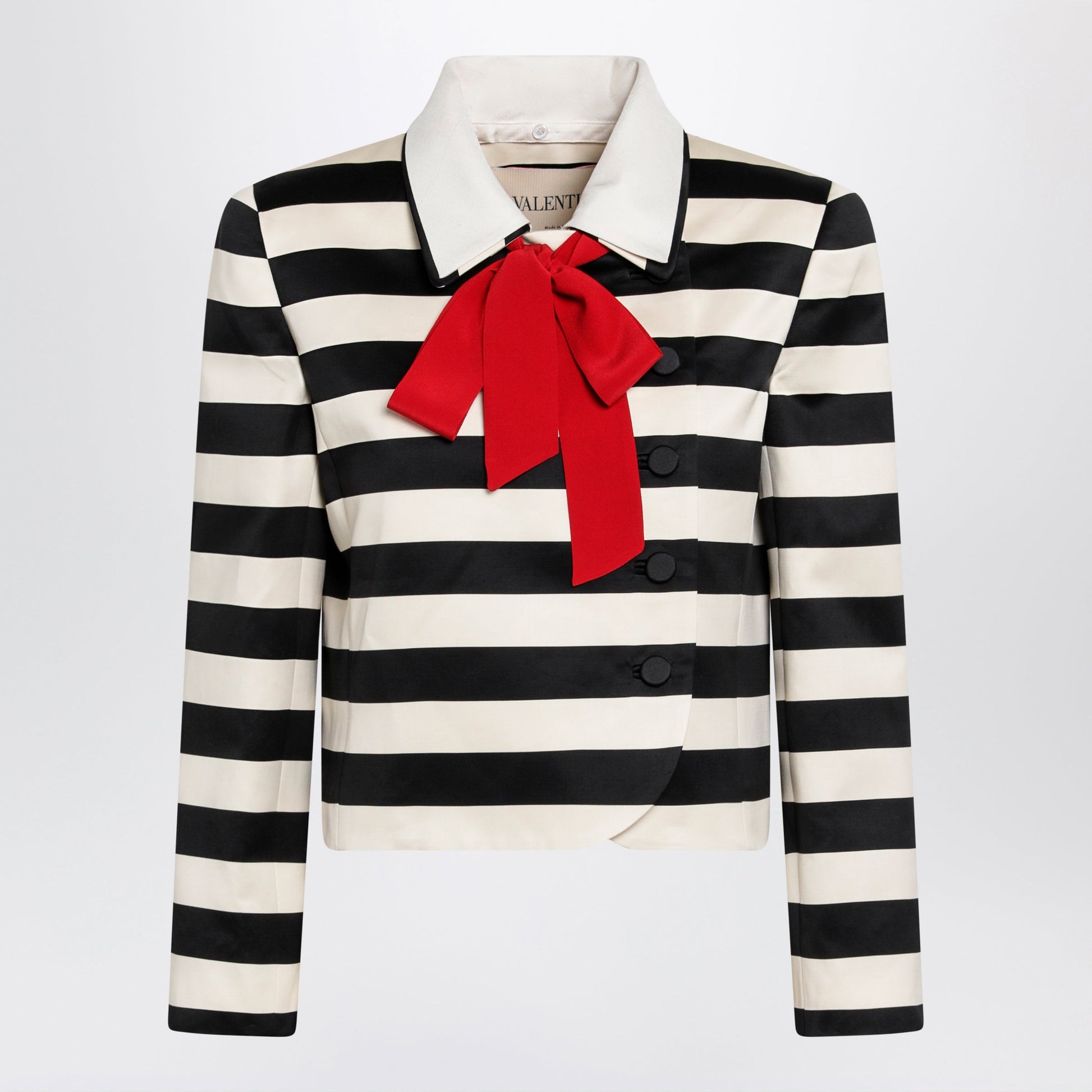 Valentino Vanilla/Black Striped Jacket With Maxi Bow Women VALENTINO