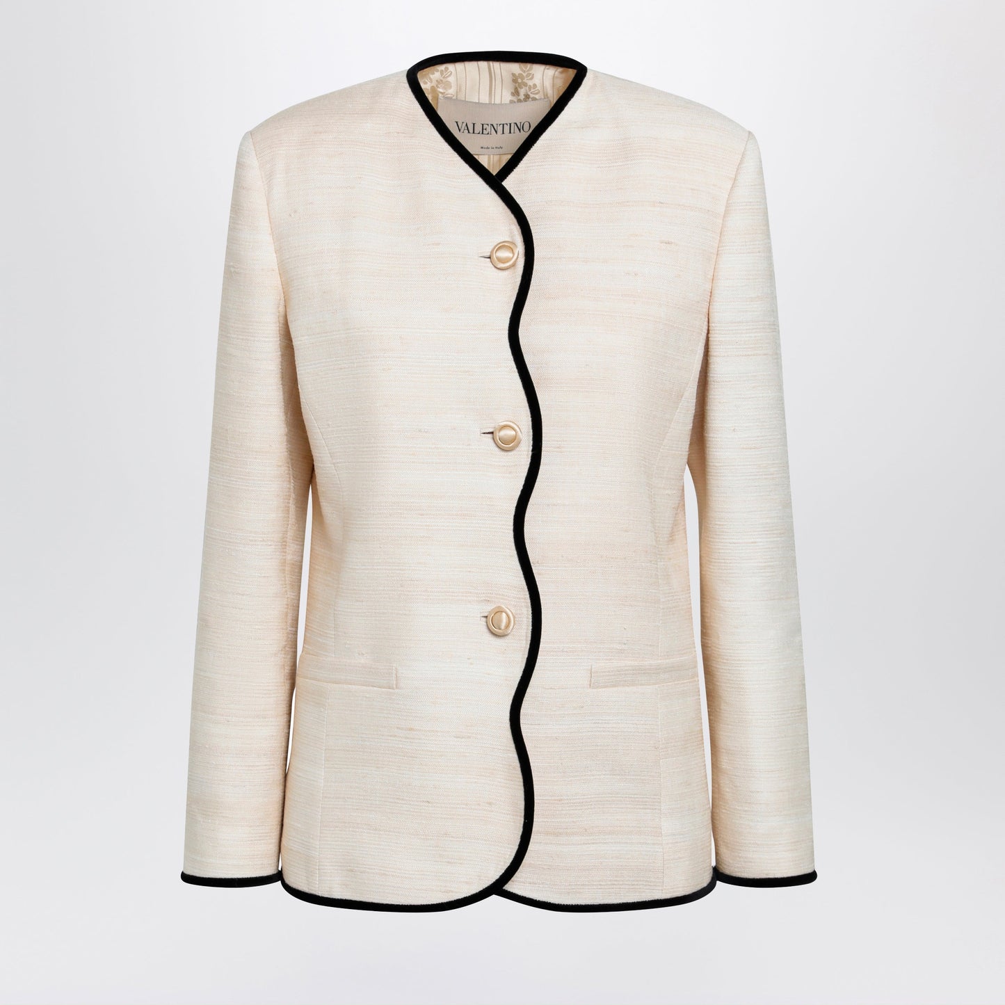Valentino Milk-Honey Coloured Silk And Linen Jacket Women VALENTINO