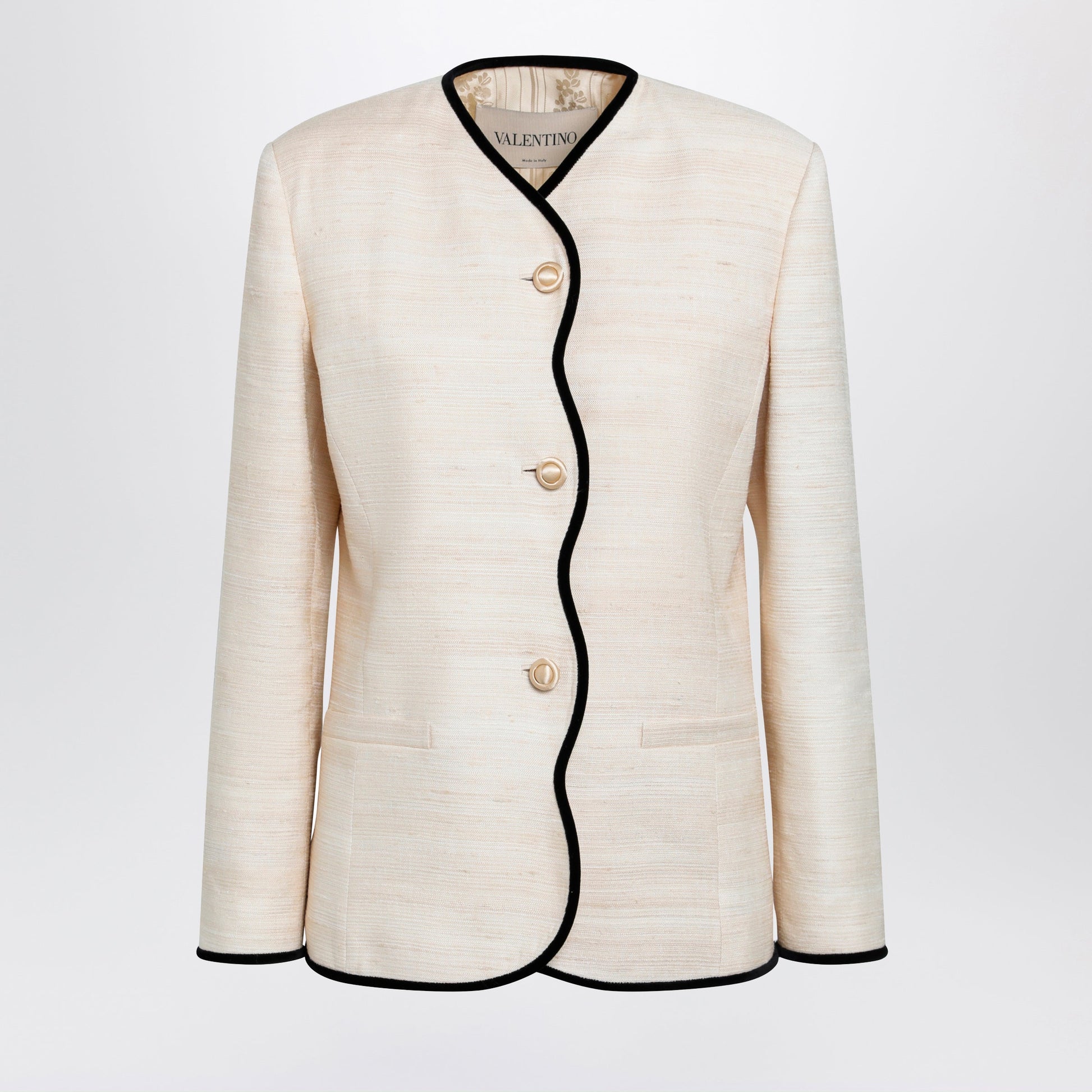 Valentino Milk-Honey Coloured Silk And Linen Jacket Women VALENTINO