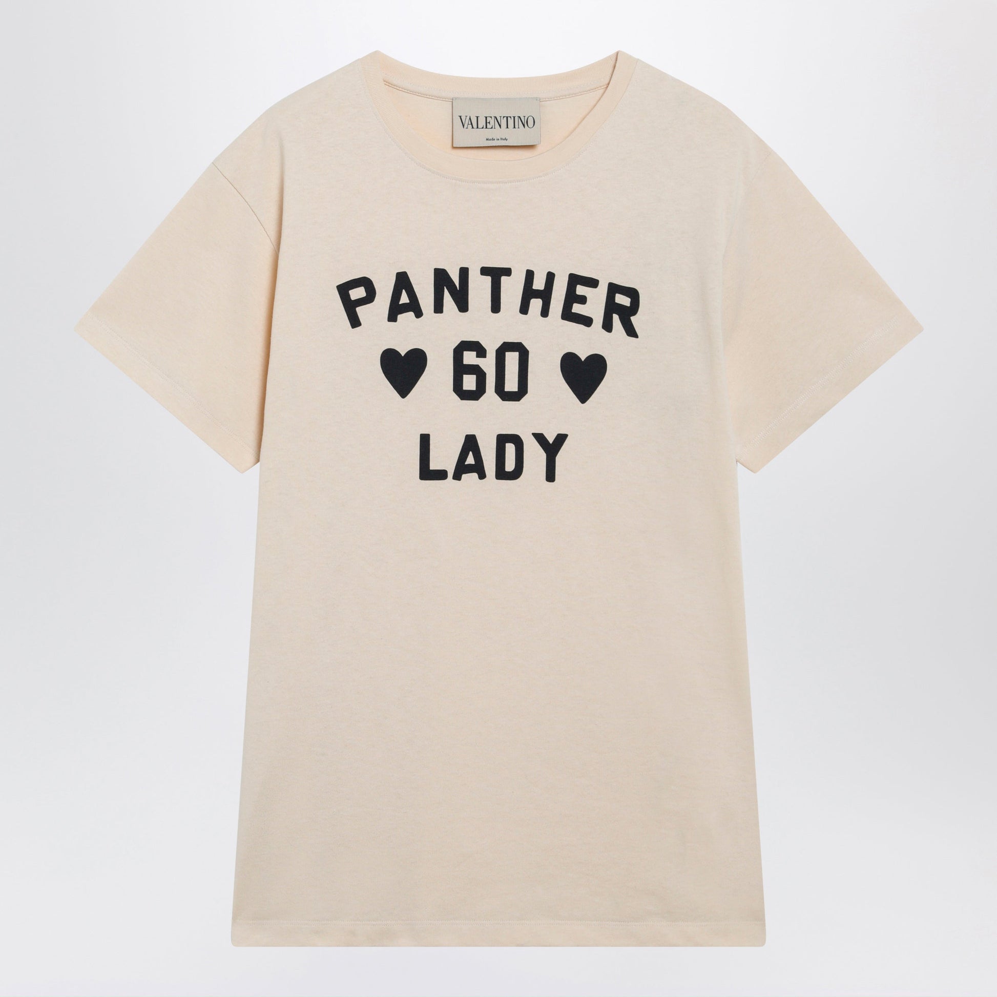 Valentino Panther Lady Cotton Jersey T-Shirt In Birch/Black Women VALENTINO