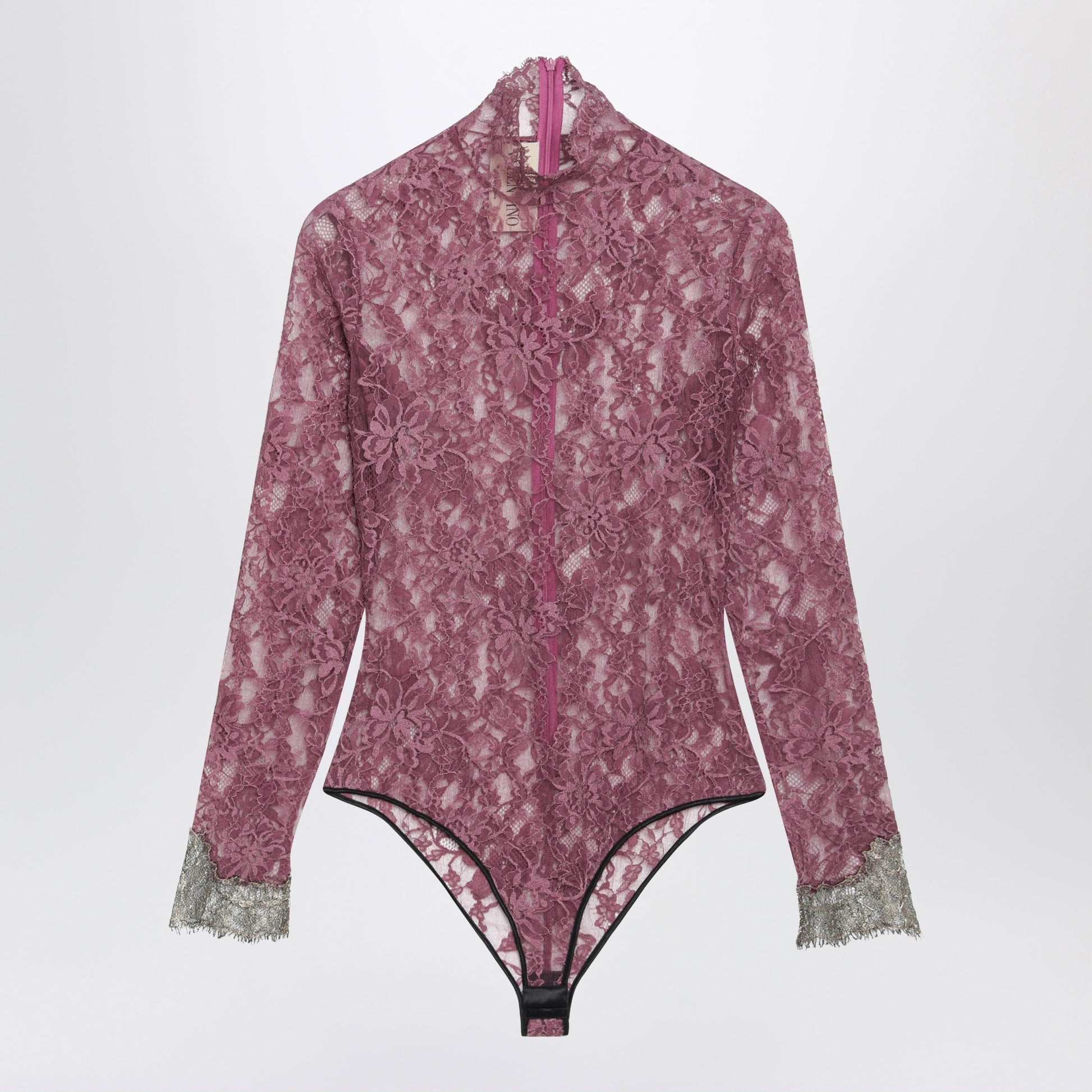 Valentino Burgundy Lace Bodysuit With Contrasting Cuffs Women VALENTINO