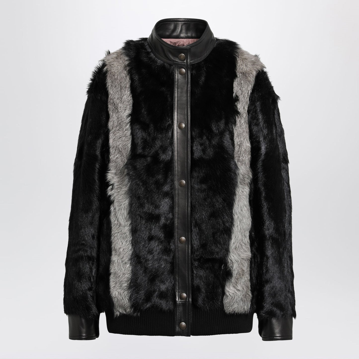 Valentino Black/Grey Shearling And Leather Jacket Women VALENTINO