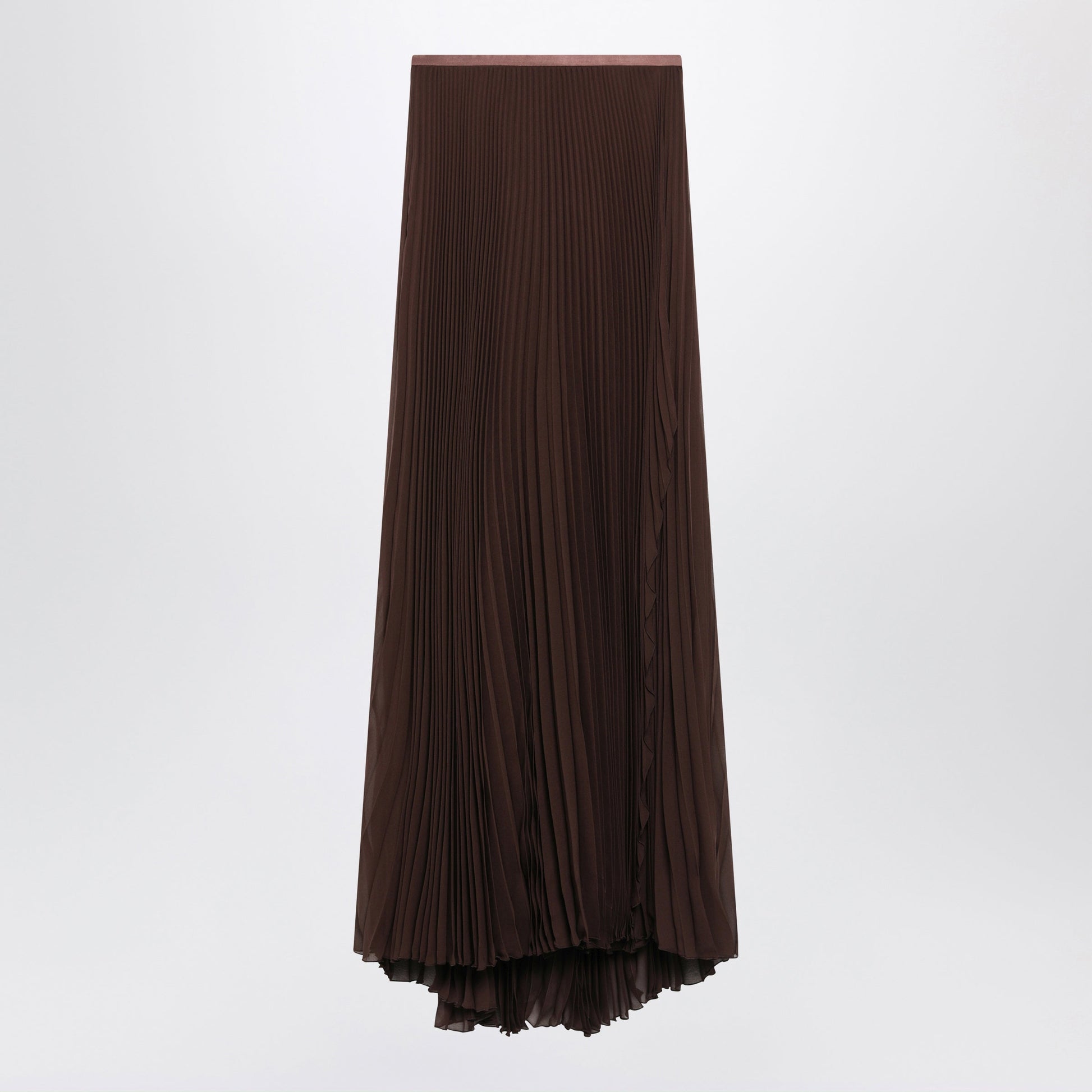 Valentino Long Brown Skirt In Pleated Silk Women VALENTINO