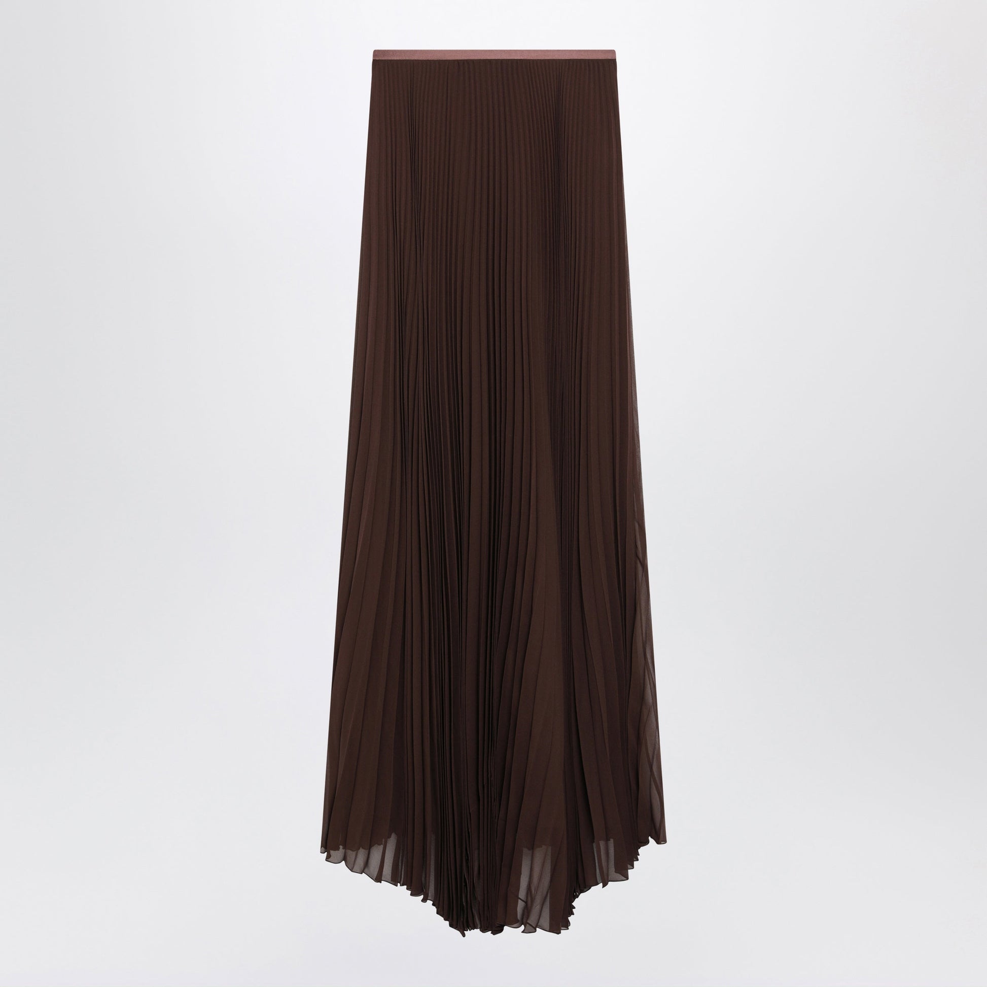 Valentino Long Brown Skirt In Pleated Silk Women VALENTINO