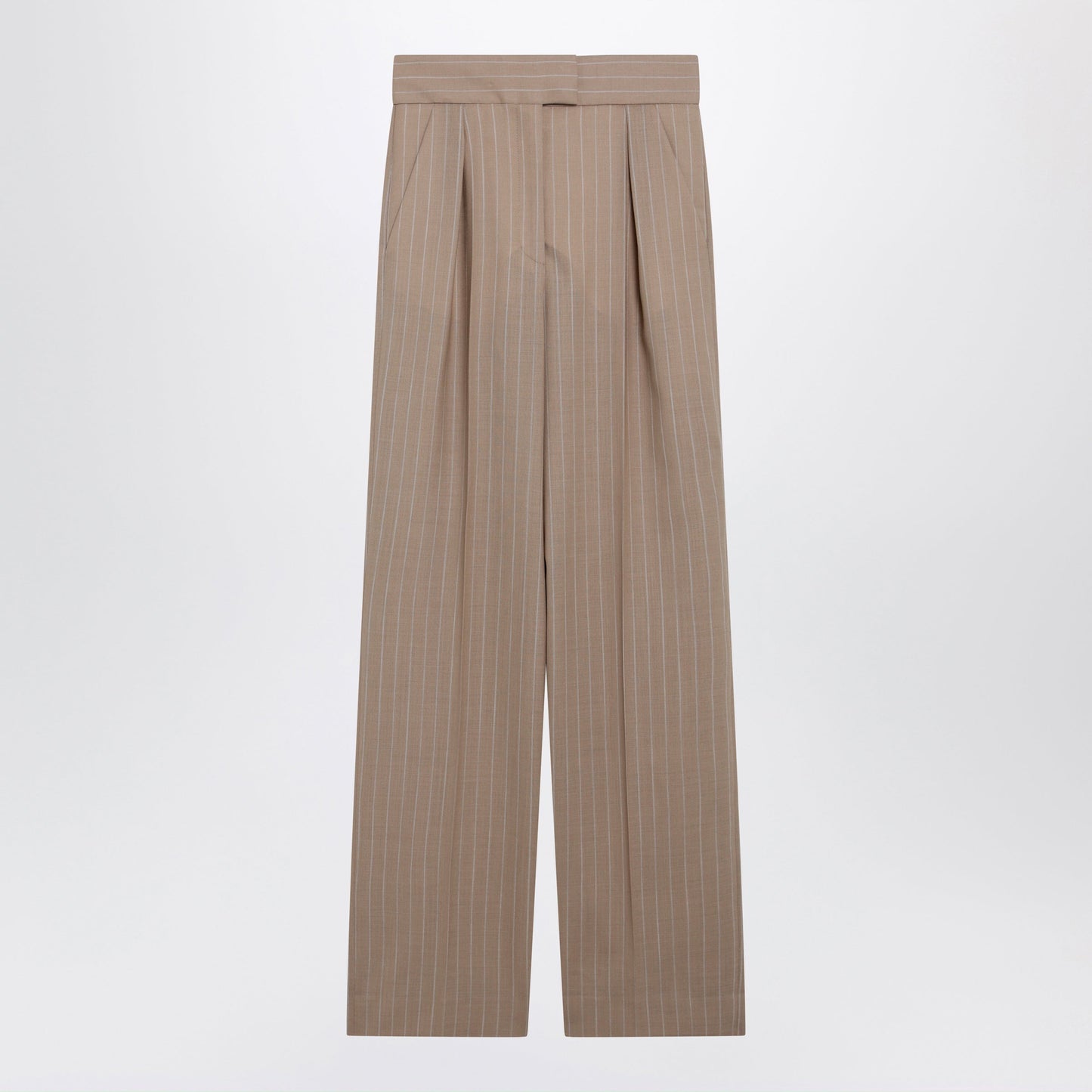 Valentino Mud-Colored Pinstripe Wool Trousers Women VALENTINO