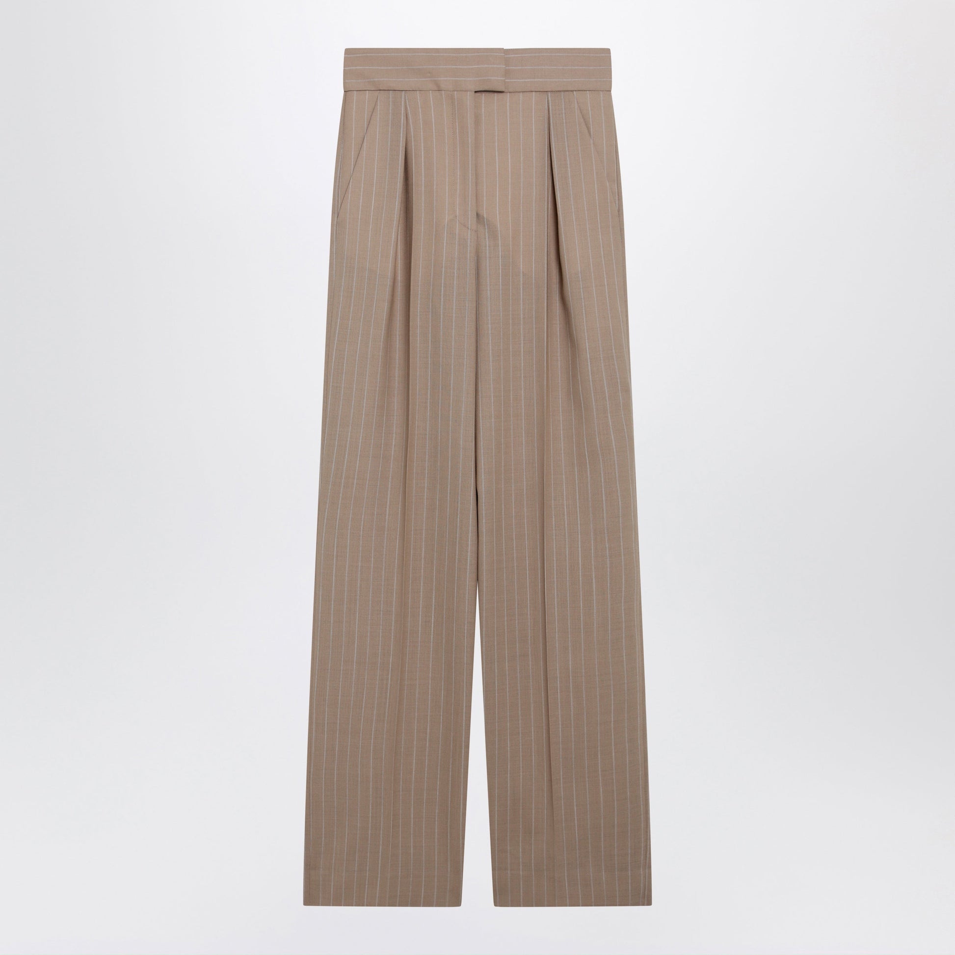Valentino Mud-Colored Pinstripe Wool Trousers Women VALENTINO