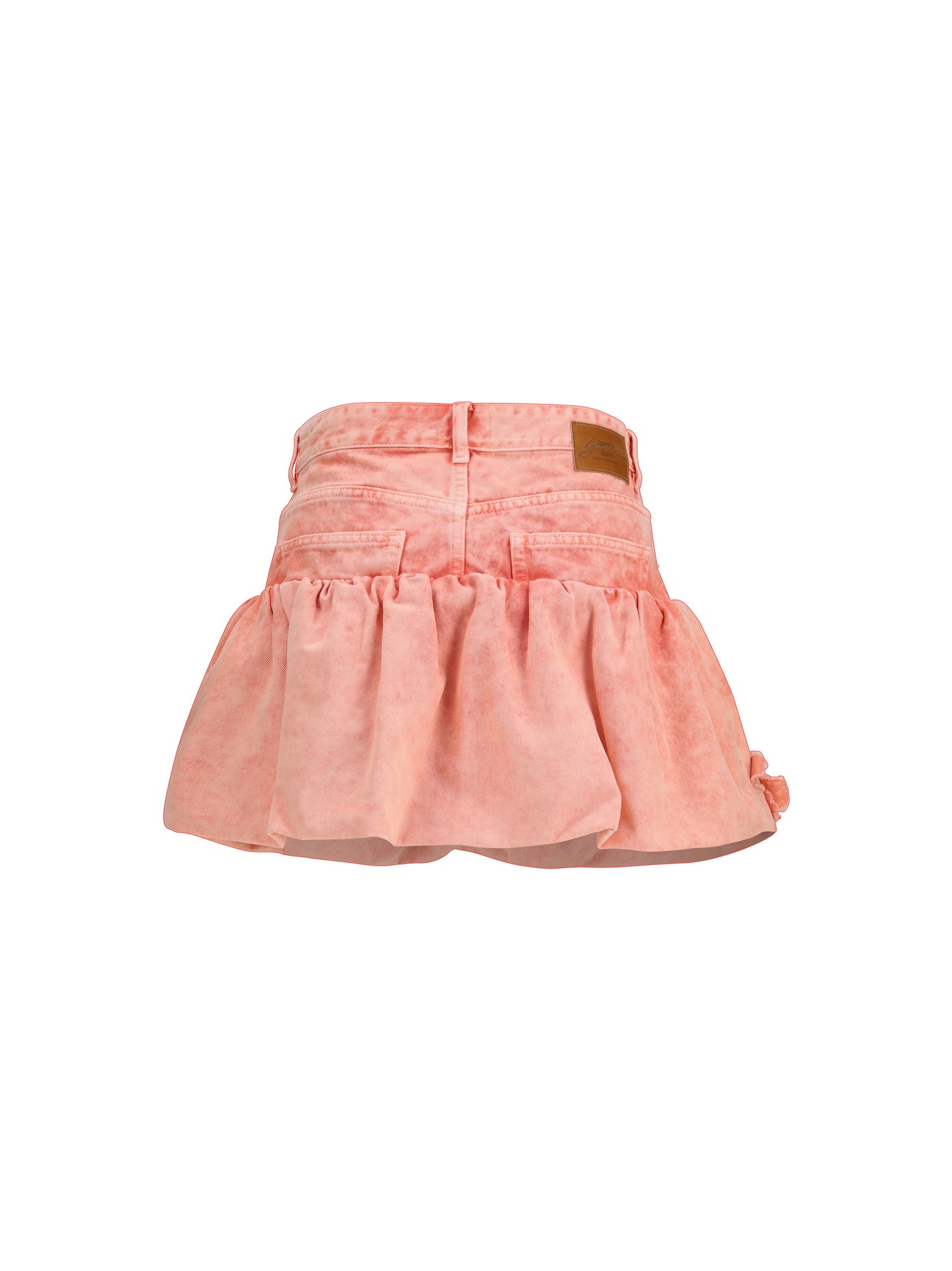 Ganni Women Mini Bubble Skirt In Denim With Appliqué Roses GANNI