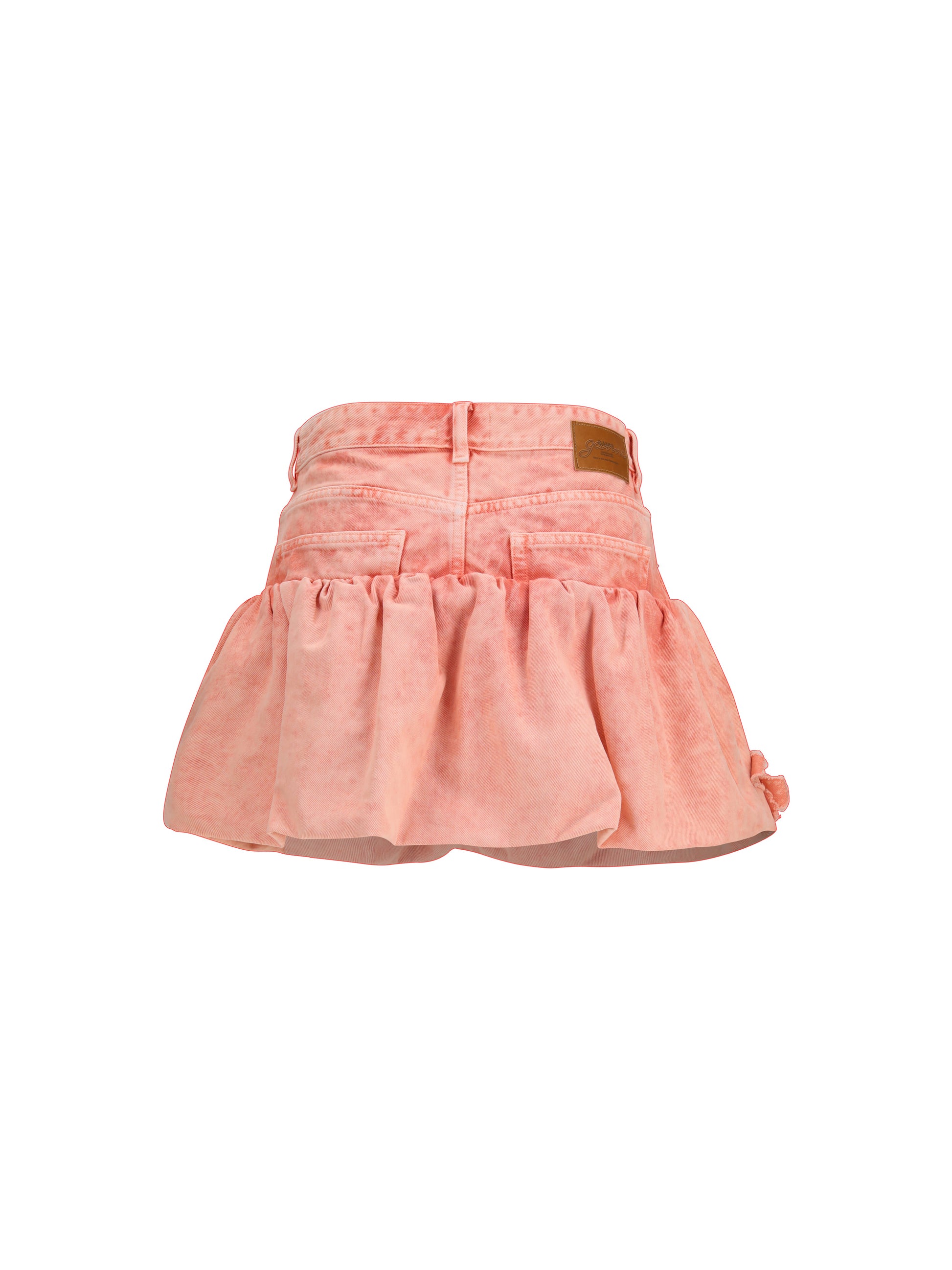 Ganni Women Mini Bubble Skirt In Denim With Appliqué Roses GANNI