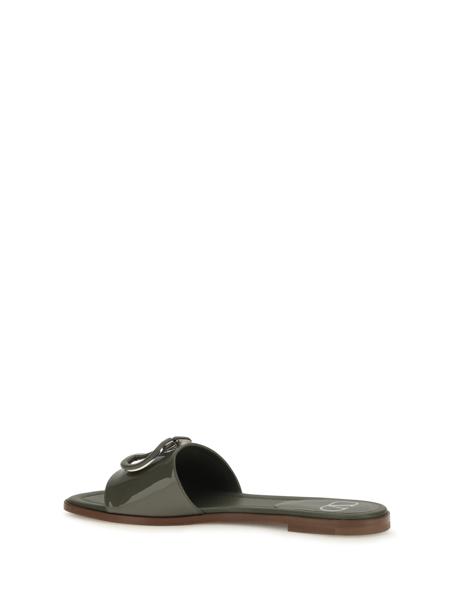 Valentino Garavani Women Vlogo Patent Leather Slide Sandals VALENTINO GARAVANI