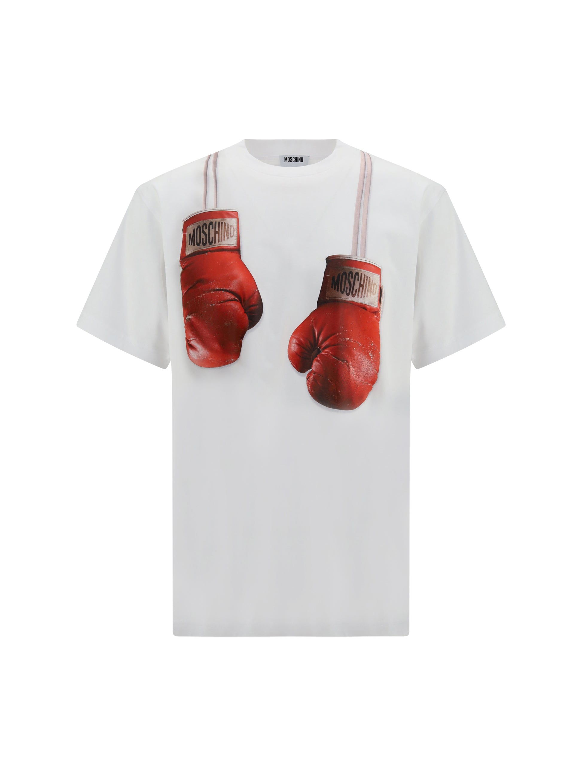 Moschino Men Organic Cotton Jersey T-Shirt With Boxing Gloves Trompe-L’Œil Print MOSCHINO
