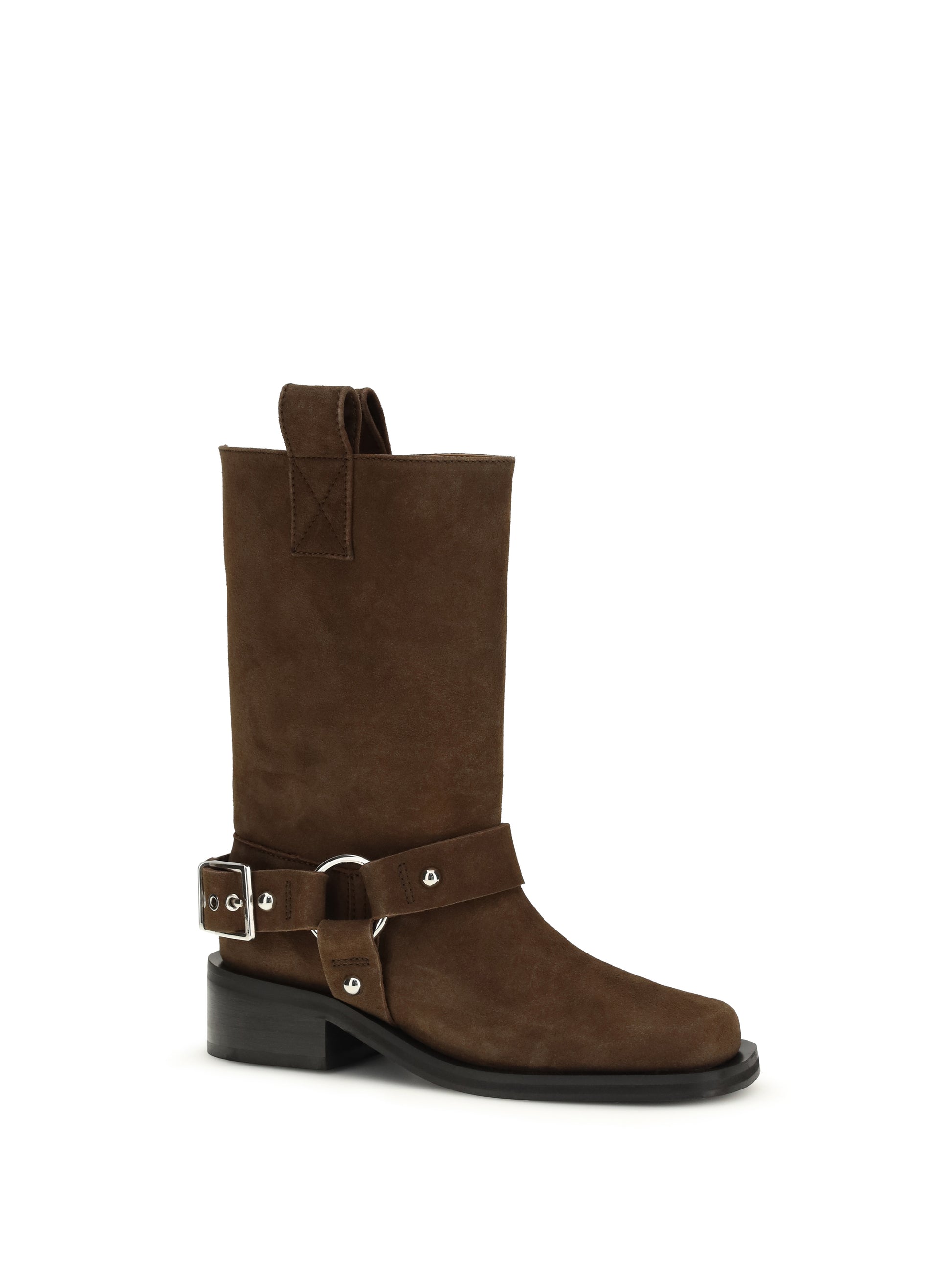 Ganni Women Suede Biker Boots GANNI