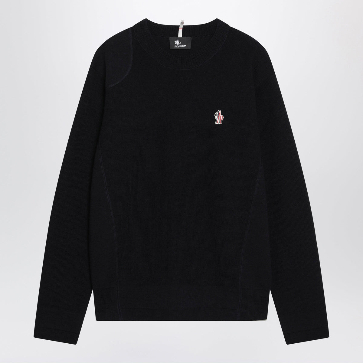 Moncler Grenoble Blue Wool Sweater With Logo Patch Men MONCLER GRENOBLE