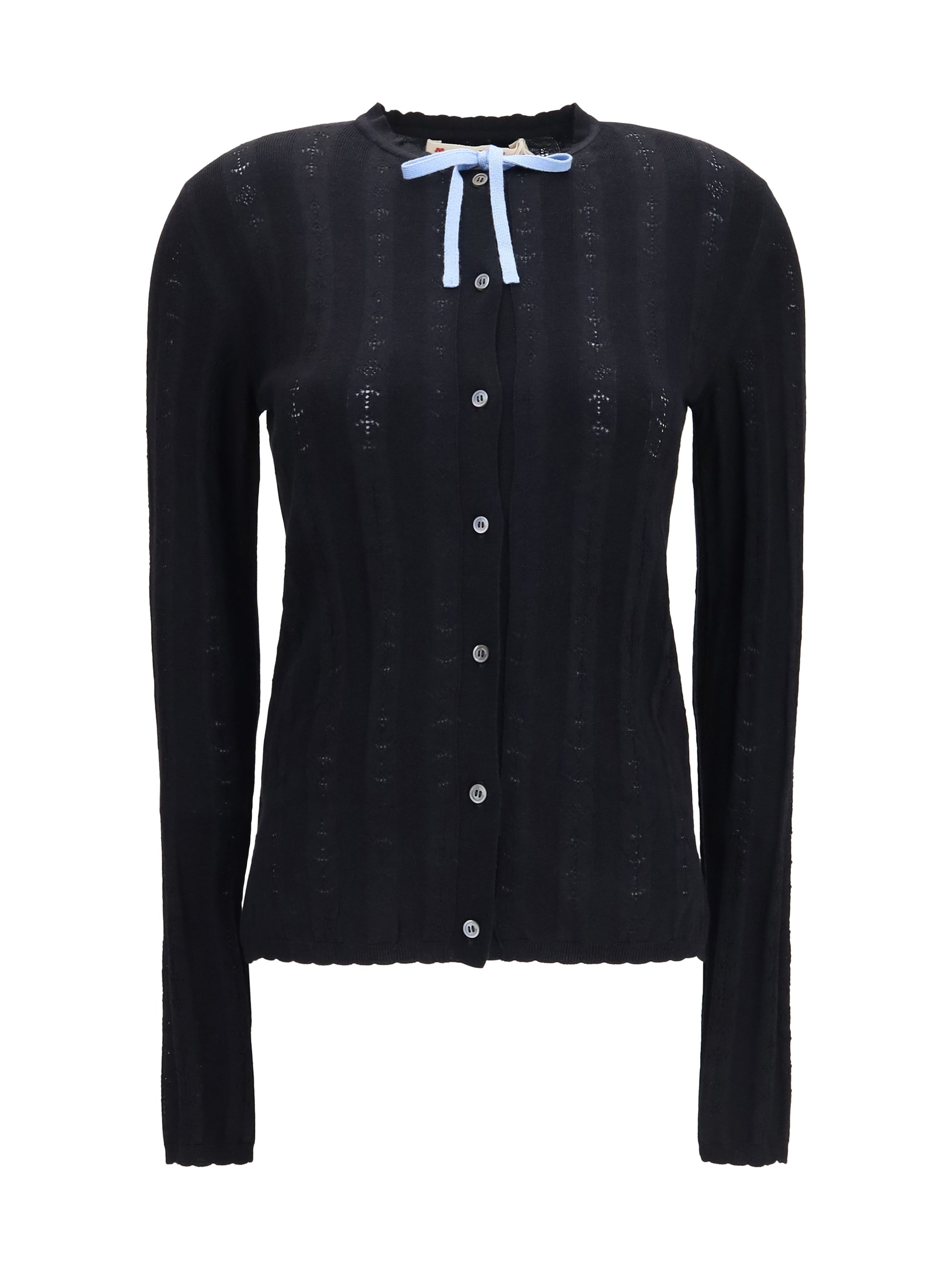 Marni Women Wool And Silk Cardigan With Bow MARNI