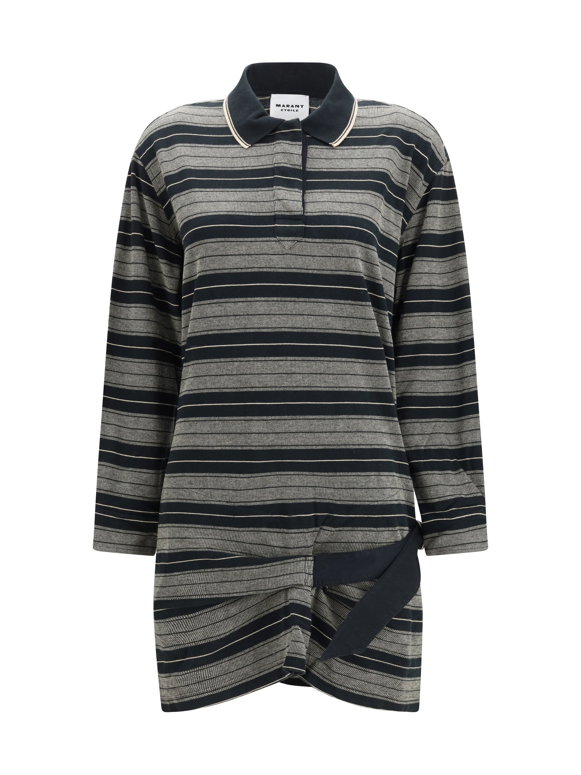 Marant Etoile Women Isea Striped Cotton Belted Polo Mini Dress ISABEL MARANT ETOILE
