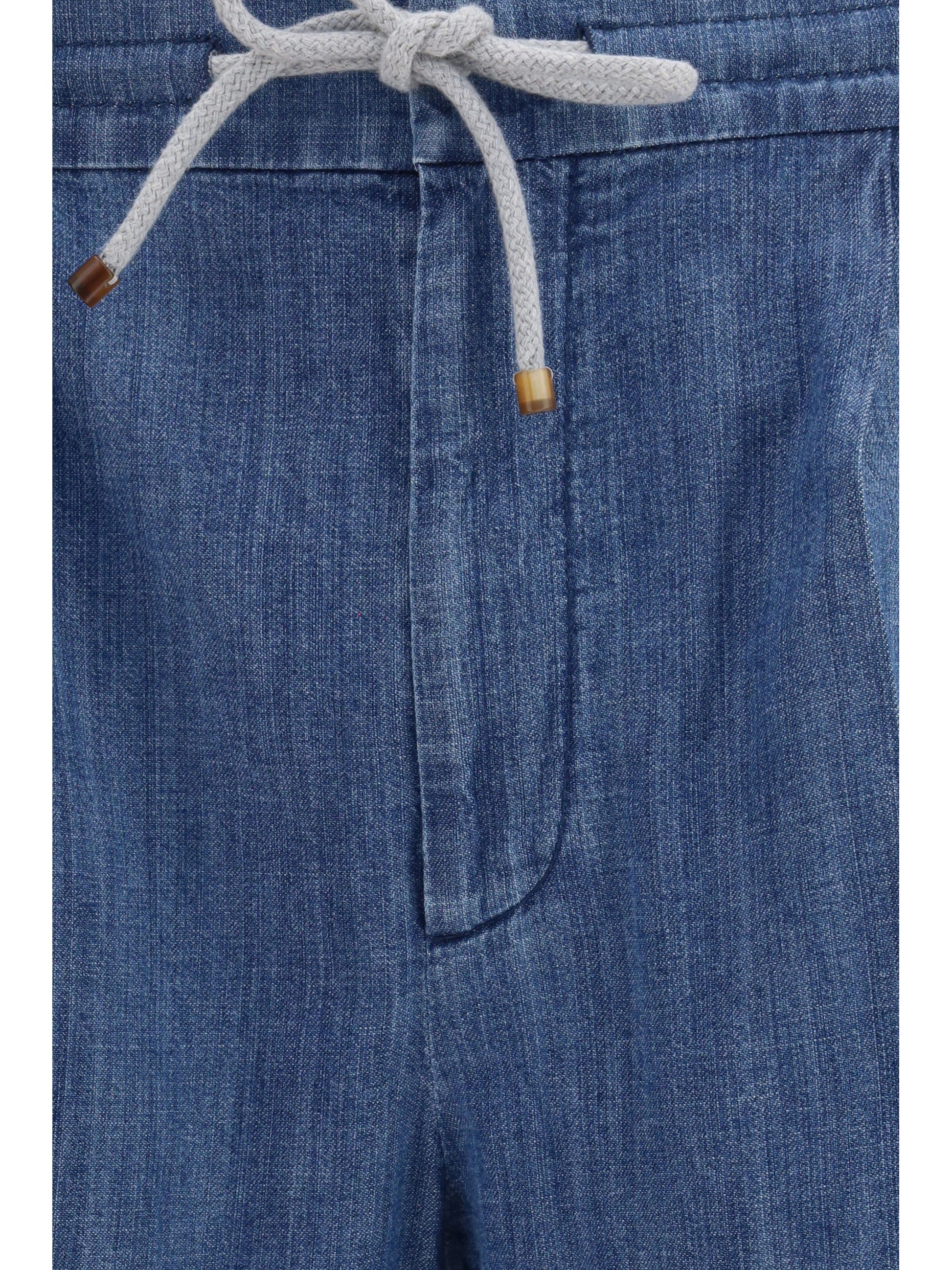 Brunello Cucinelli Men Lightweight Denim Pants With Drawstring And Double Pleats BRUNELLO CUCINELLI