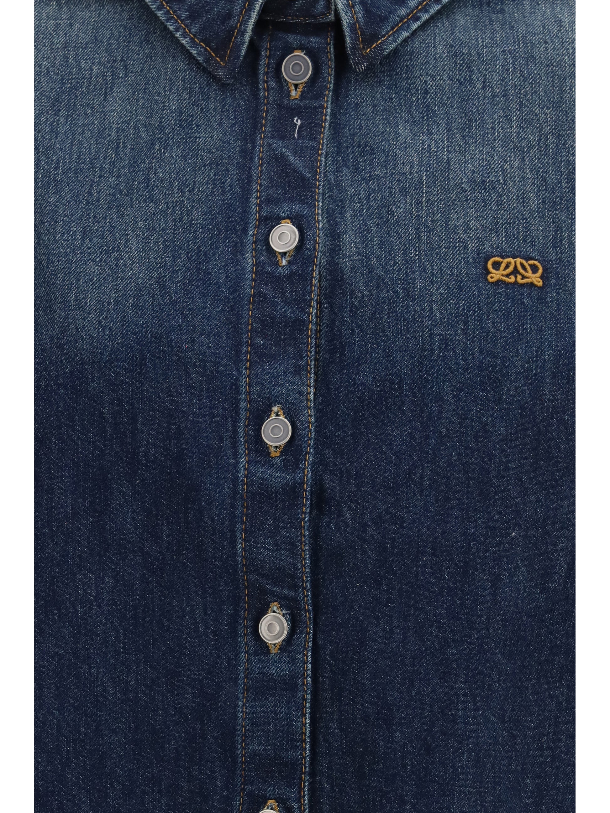 Loewe Women Short Sleeve Denim Trapeze Shirt LOEWE