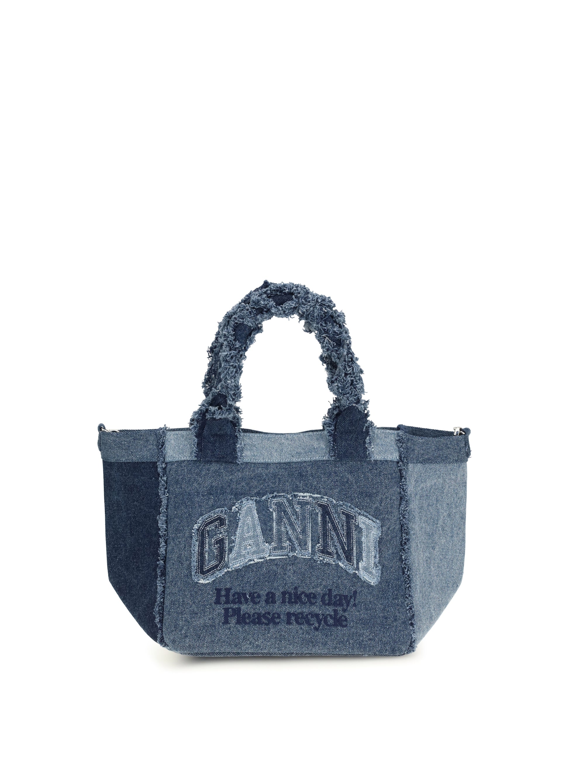 Ganni Women Small Trapeze Denim Shopper GANNI