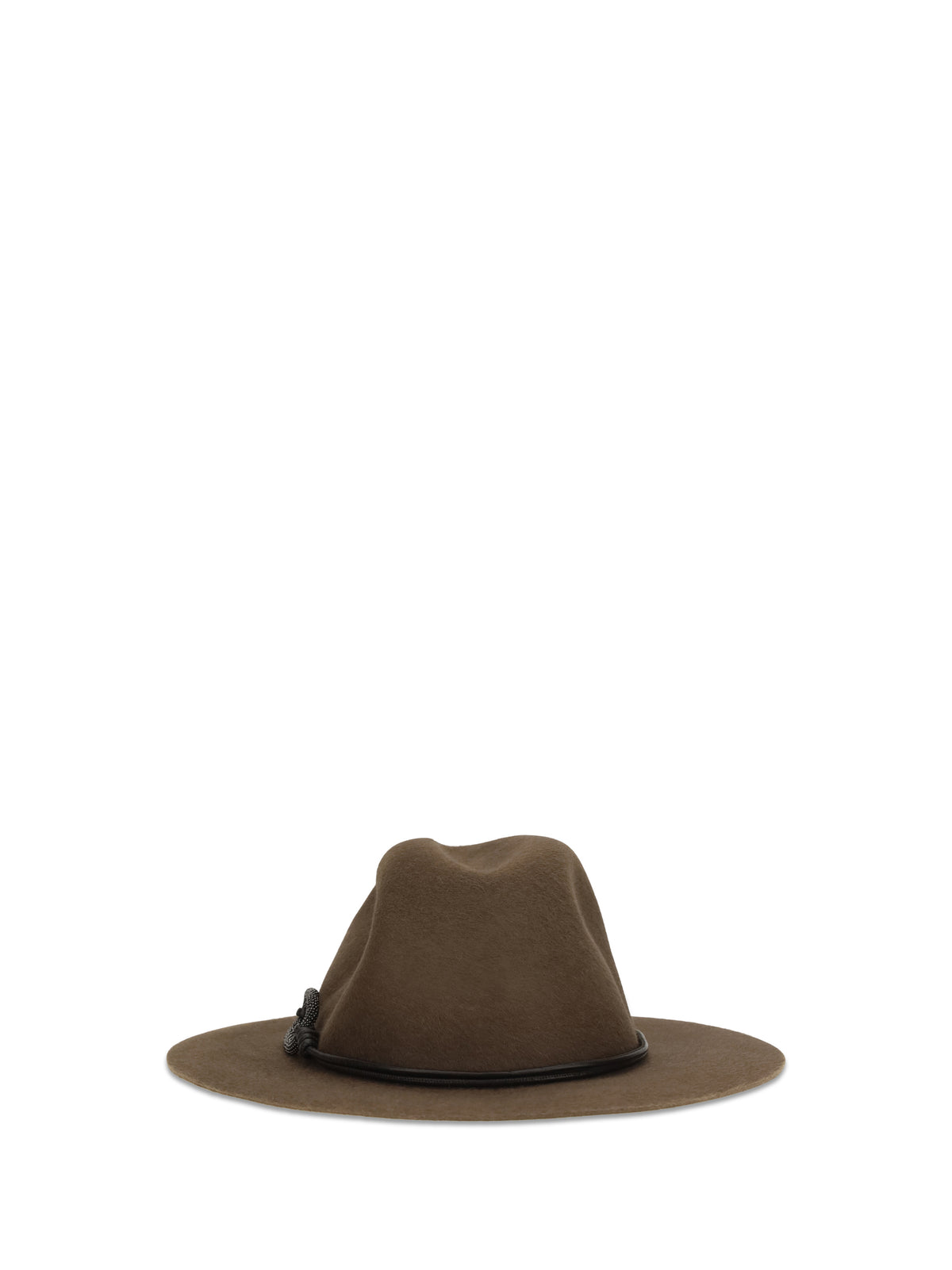 Brunello Cucinelli Women Felt Fedora Hat With Leather Band And Monile BRUNELLO CUCINELLI