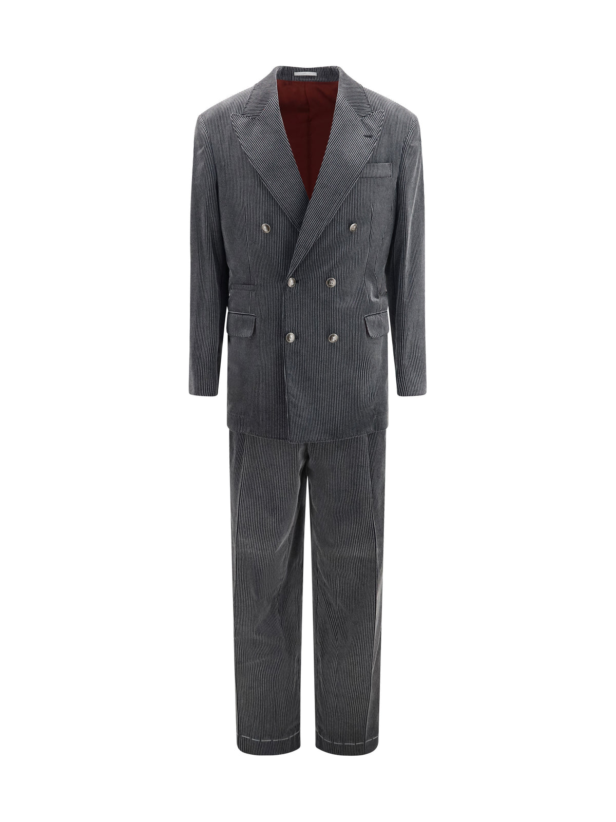 Brunello Cucinelli Men Ribbed Double-Breasted Suit BRUNELLO CUCINELLI
