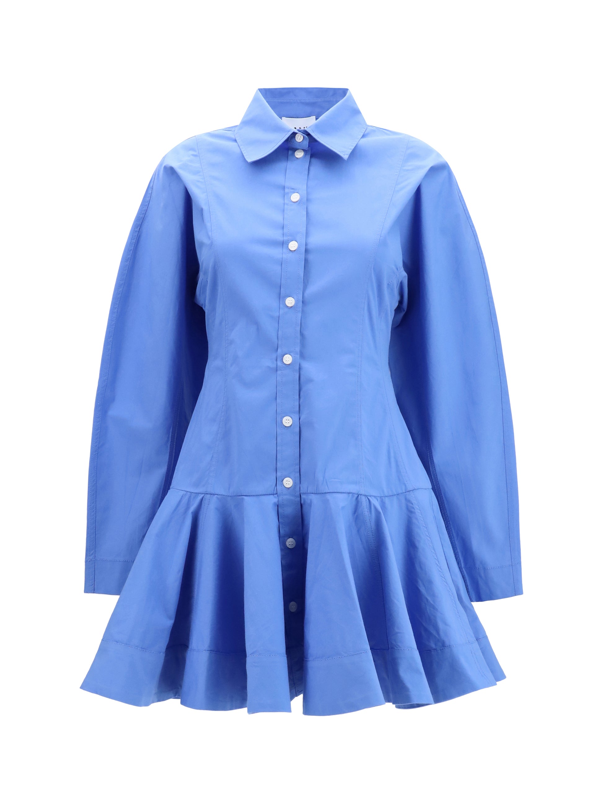 Ganni Women Cotton Shirt Dress With Balloon Skirt GANNI