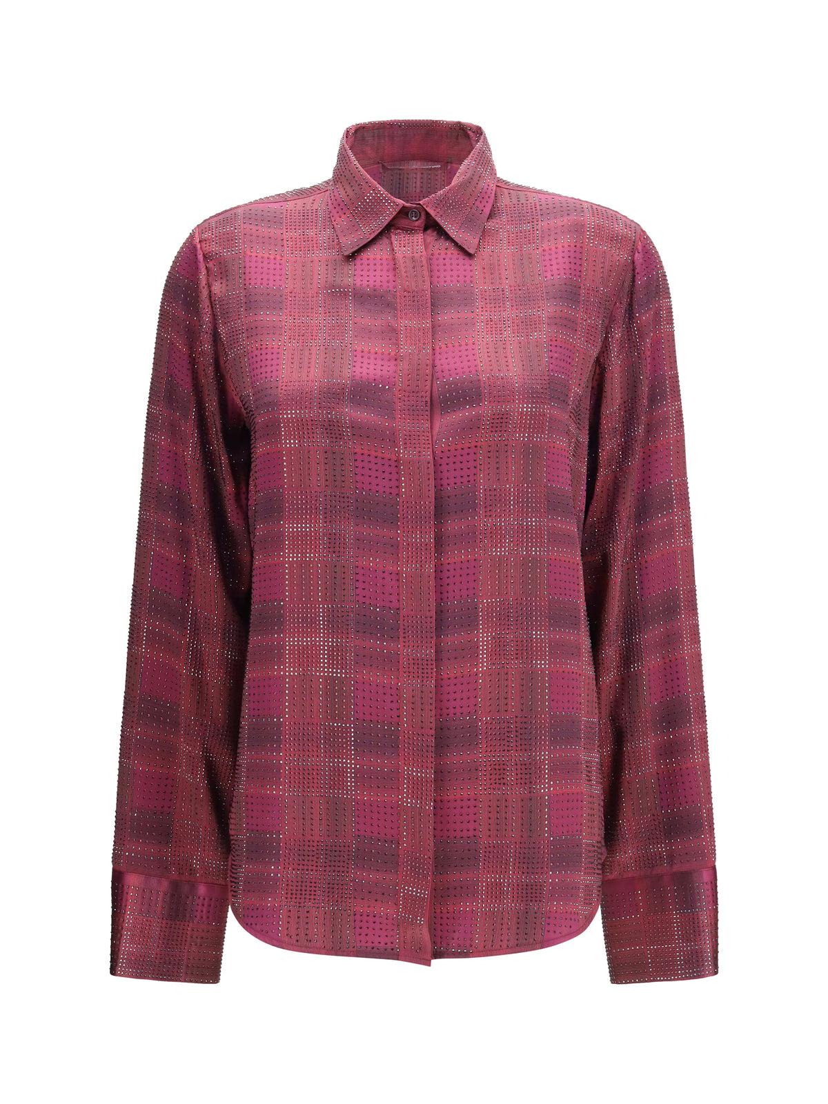 Ermanno Scervino Women Crystal Check Satin Shirt ERMANO SCERVINO