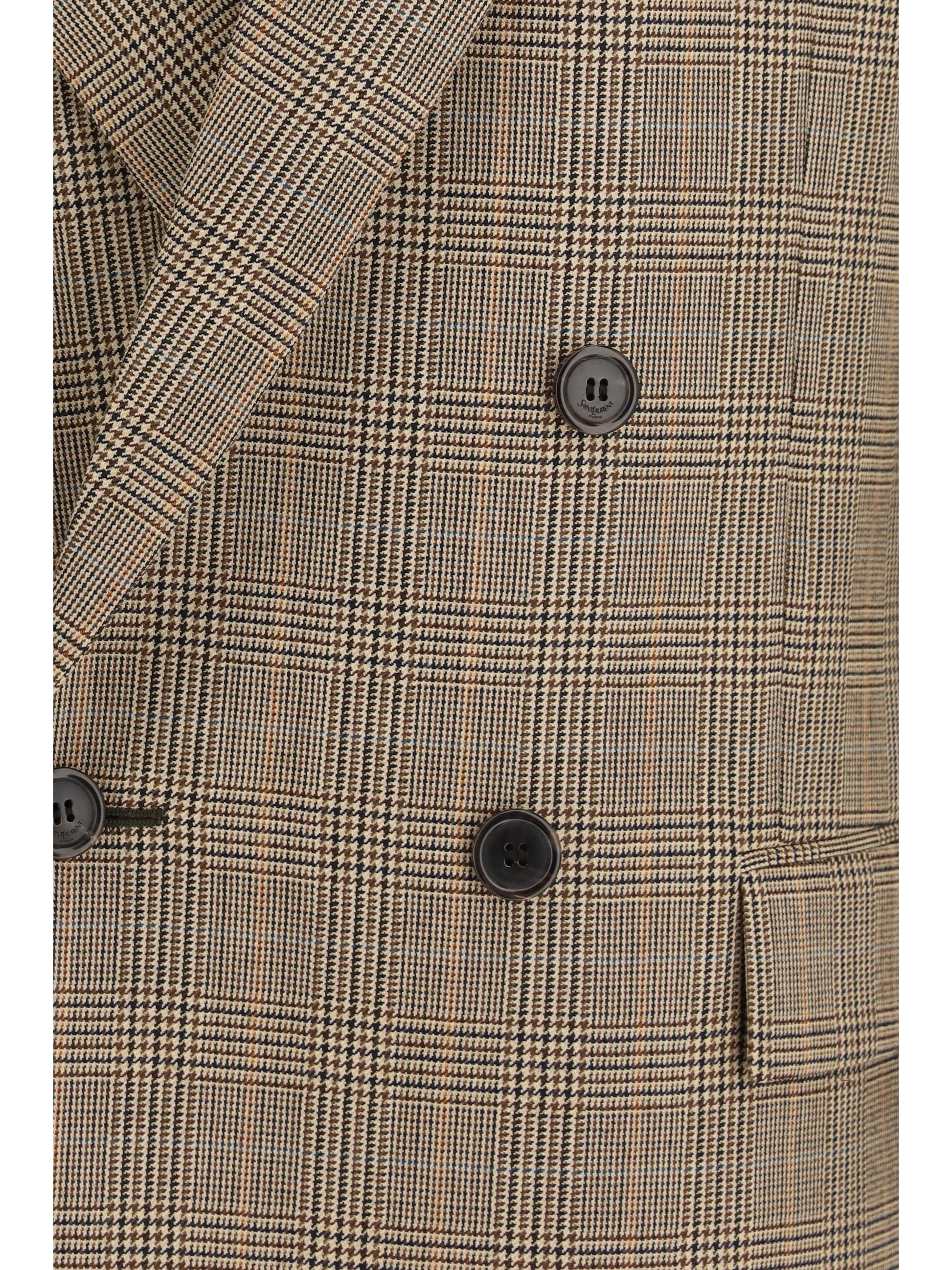 Saint Laurent Women Prince Of Wales Houndstooth Wool Blazer SAINT LAURENT