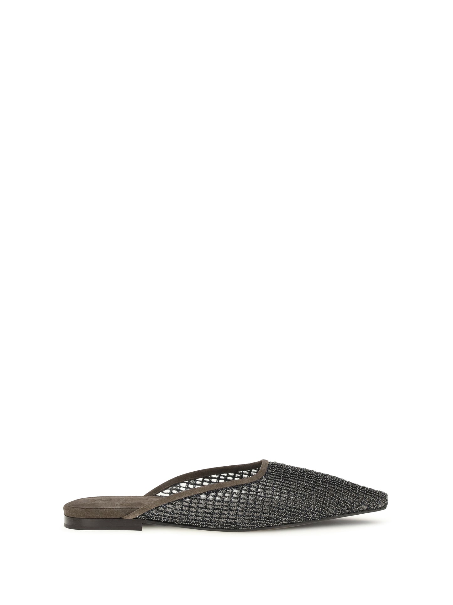 Brunello Cucinelli Women Suede Ballerinas With Embellished Net Embroidery BRUNELLO CUCINELLI