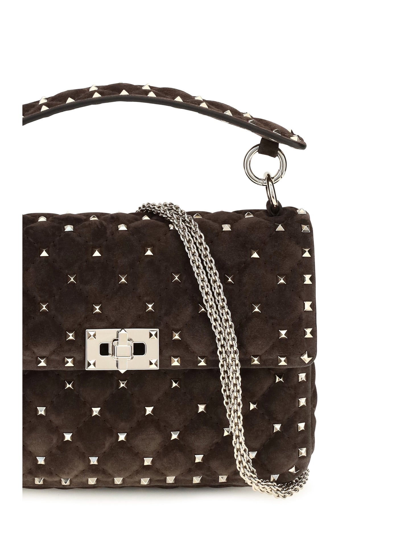 Valentino Garavani Women Medium Rockstud Spike Suede Top Handle Bag VALENTINO GARAVANI