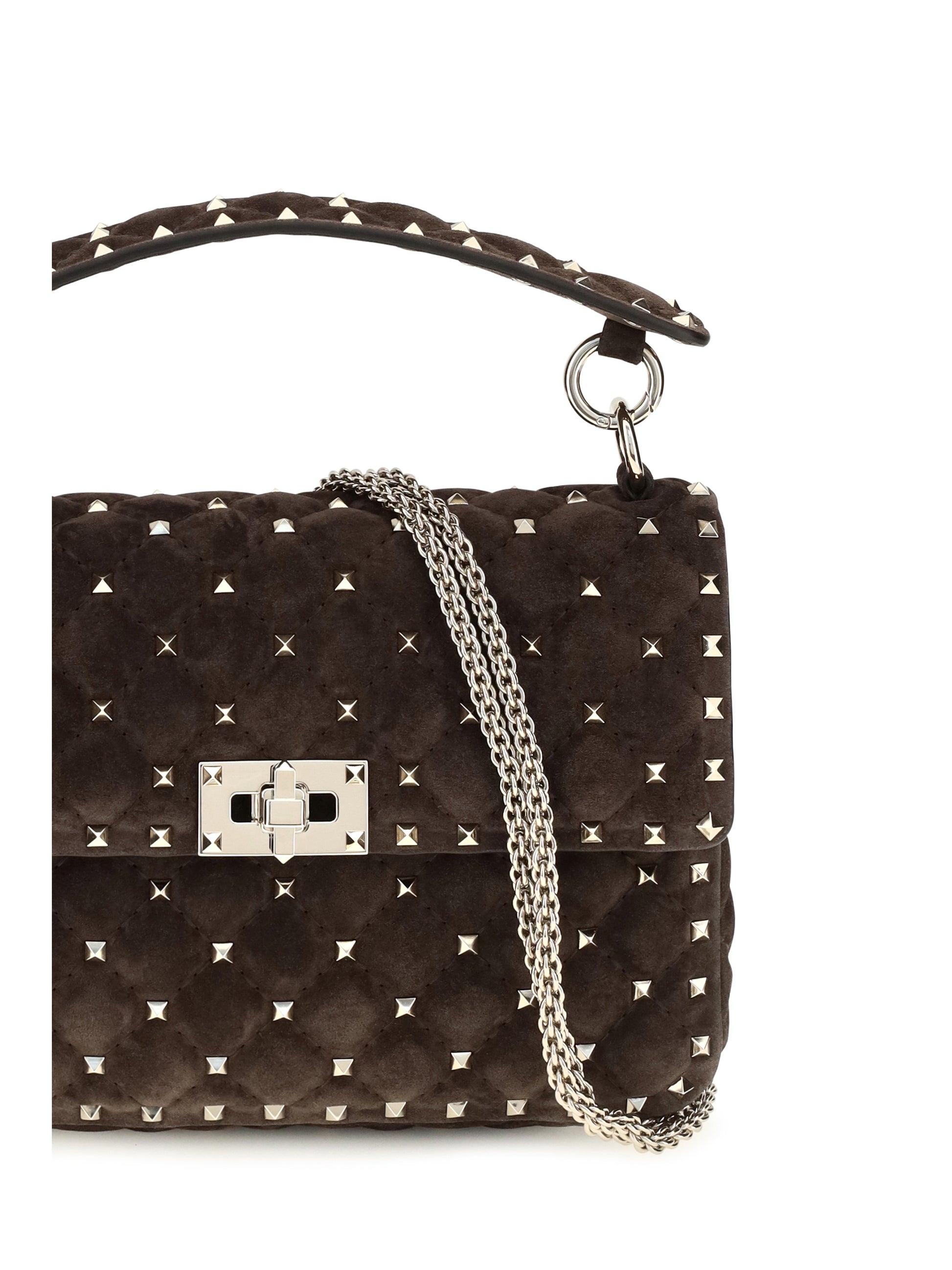 Valentino Garavani Women Medium Rockstud Spike Suede Top Handle Bag VALENTINO GARAVANI