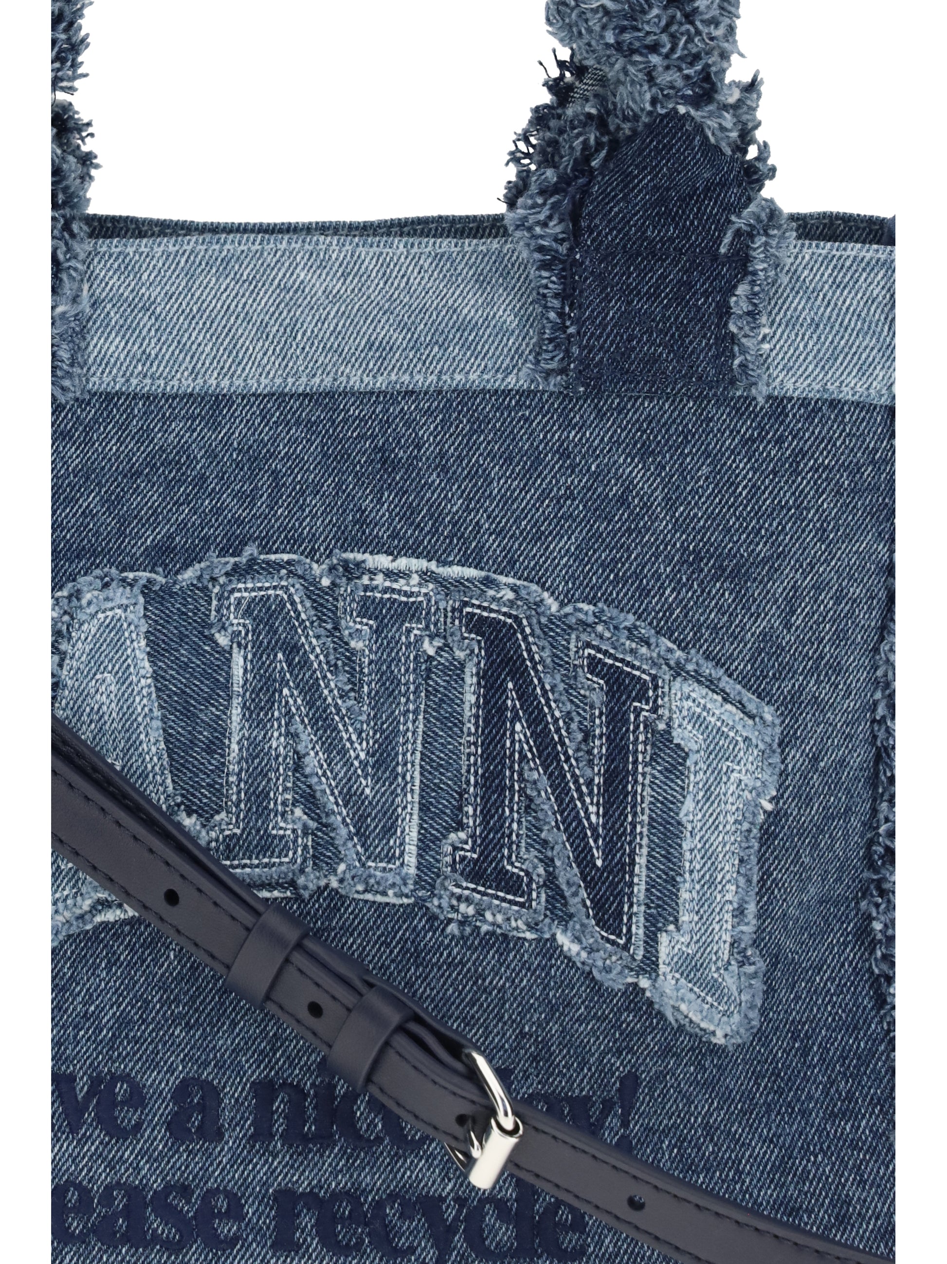 Ganni Women Small Trapeze Denim Shopper GANNI