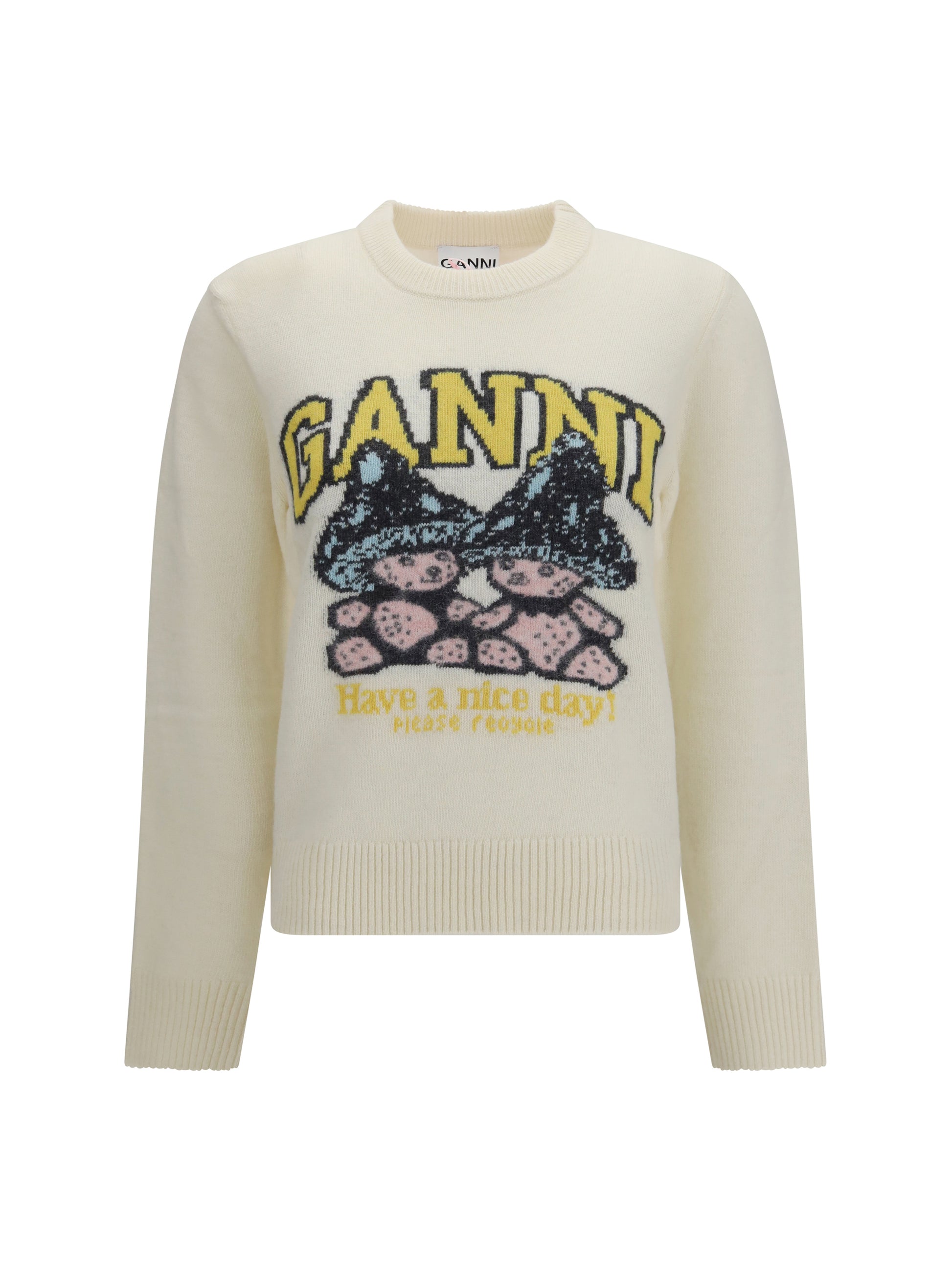 Ganni Women Mushroom Teddy Wool-Blend Sweater GANNI