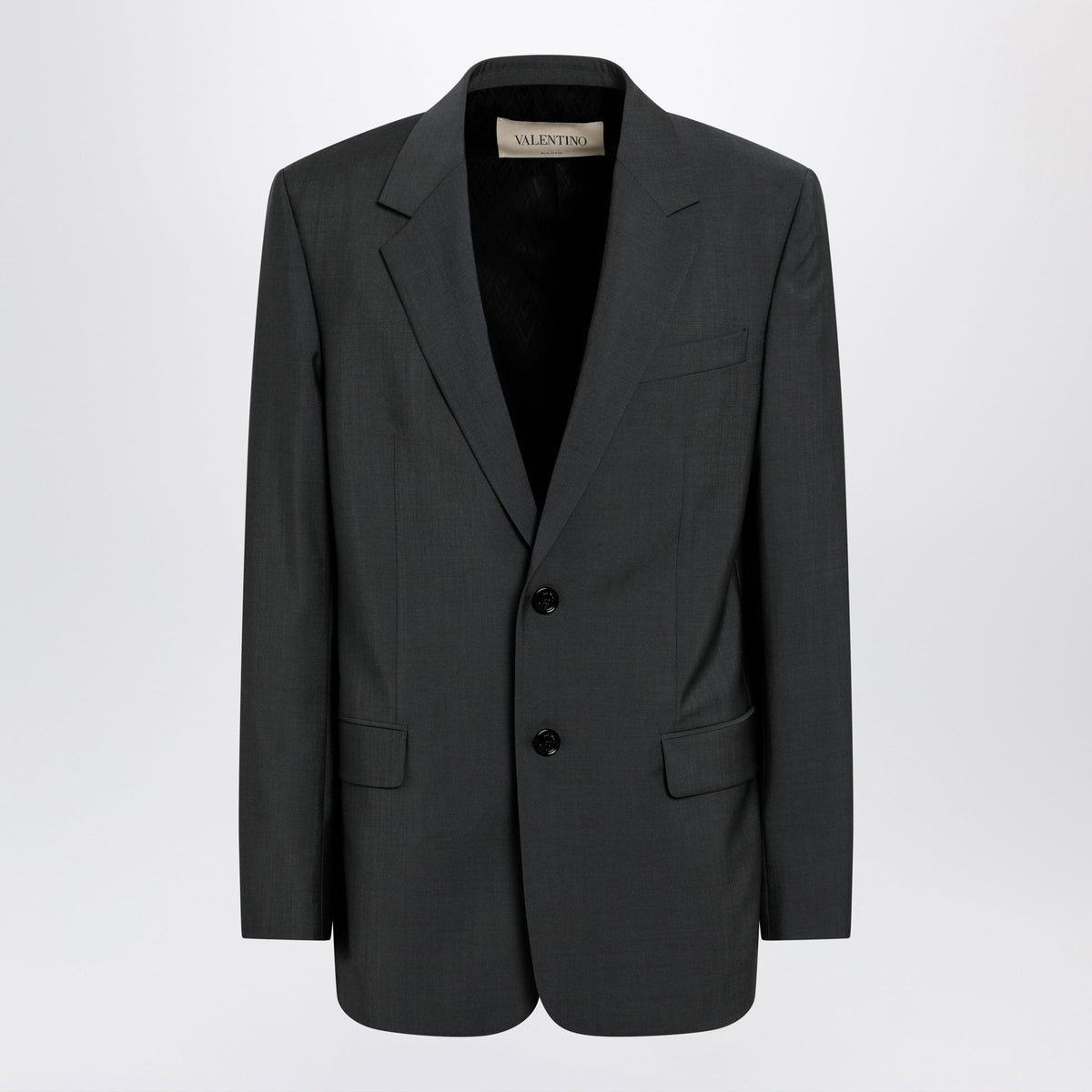 Valentino Single-Breasted Wool And Mohair Jacket In Black Men VALENTINO