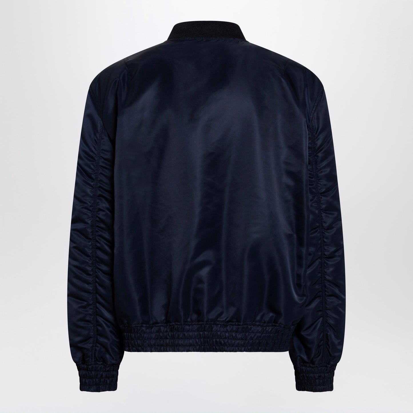 Valentino Shiny Navy Blue Zip-Up Bomber Jacket With Vlogo Men VALENTINO