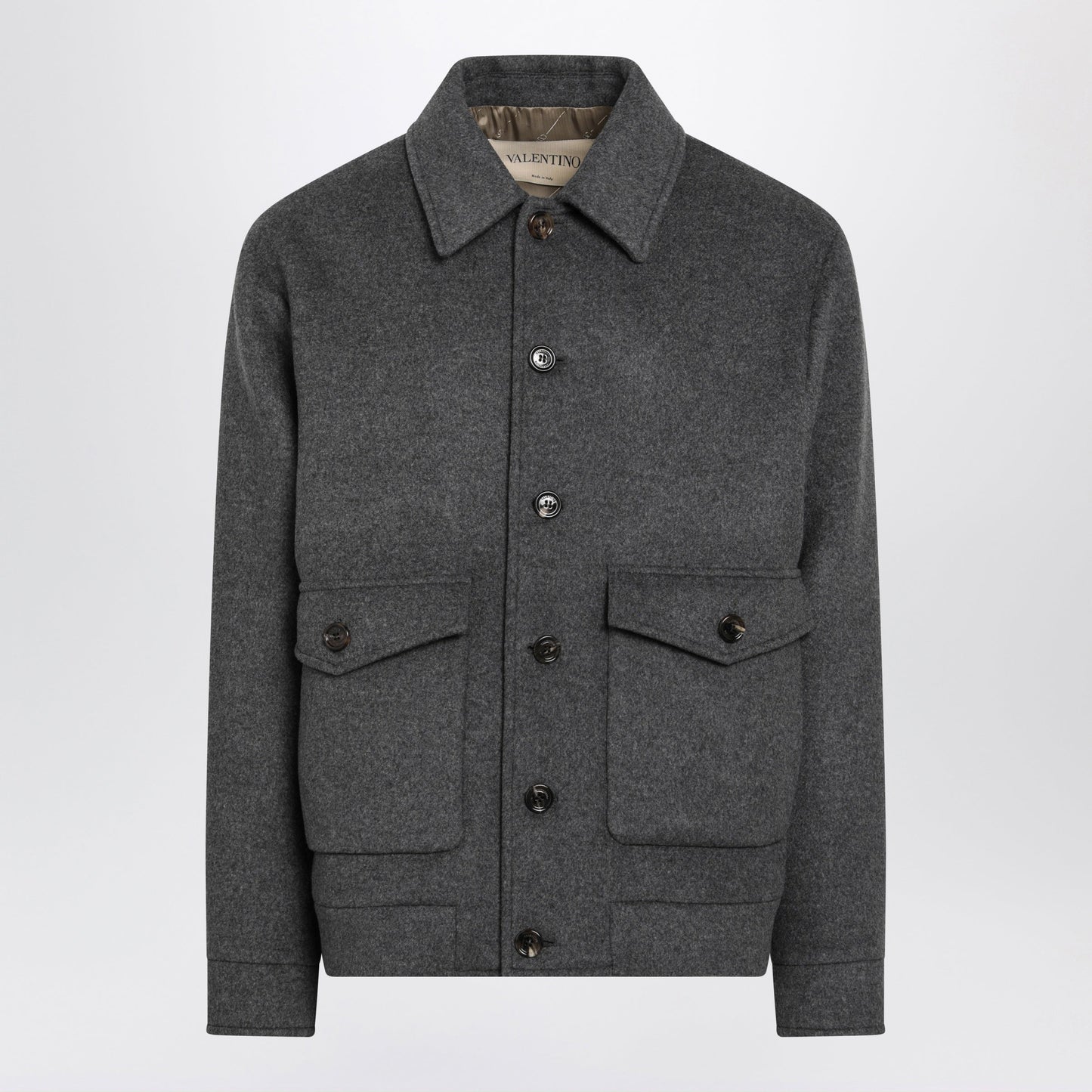 Valentino Grey Wool And Cashmere-Blend Overshirt Jacket Men VALENTINO