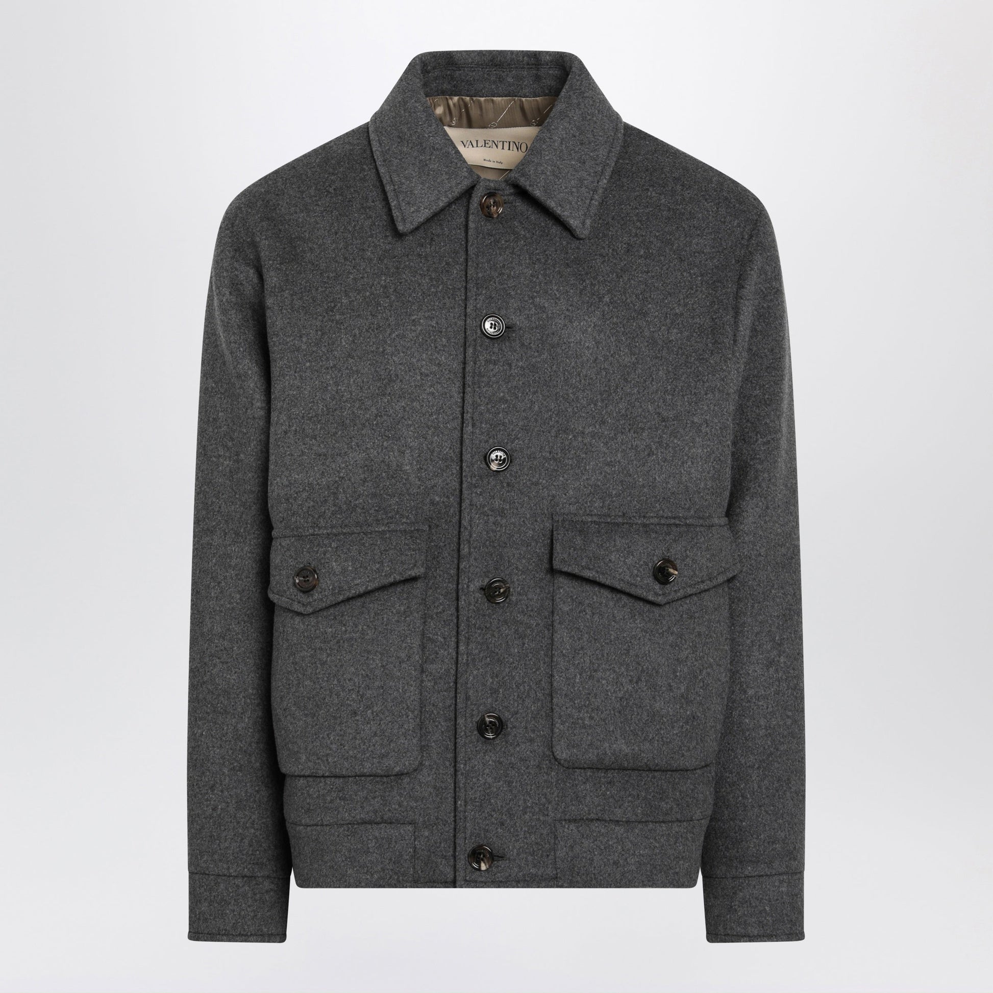 Valentino Grey Wool And Cashmere-Blend Overshirt Jacket Men VALENTINO
