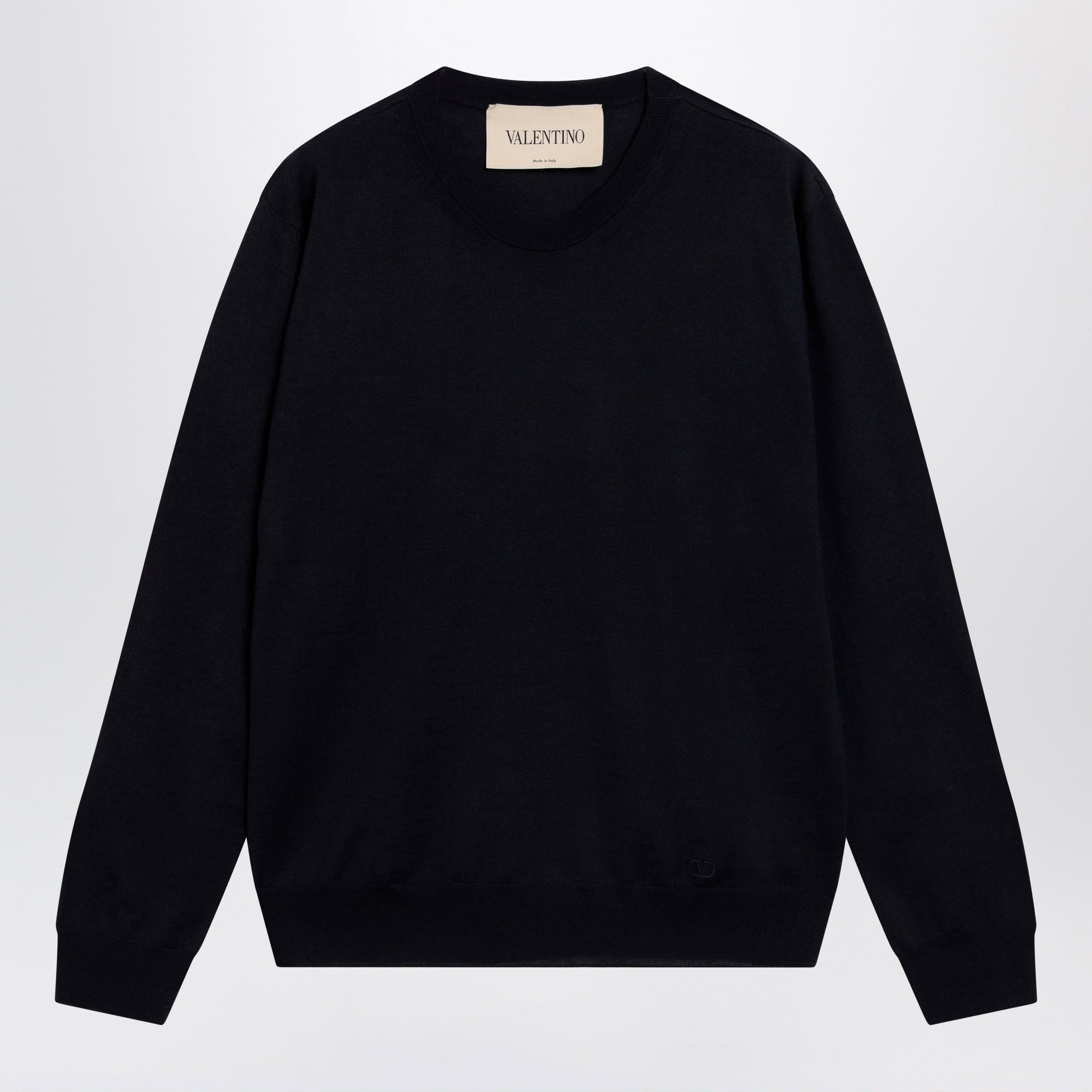 Valentino Navy Blue Wool Crewneck Sweater Men VALENTINO