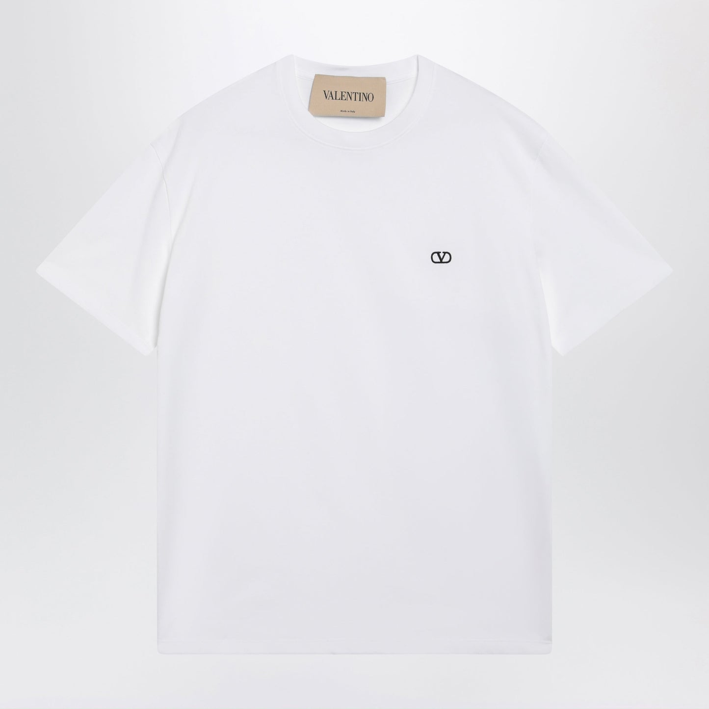 Valentino White Cotton T-Shirt With Vlogo Embroidery Men VALENTINO